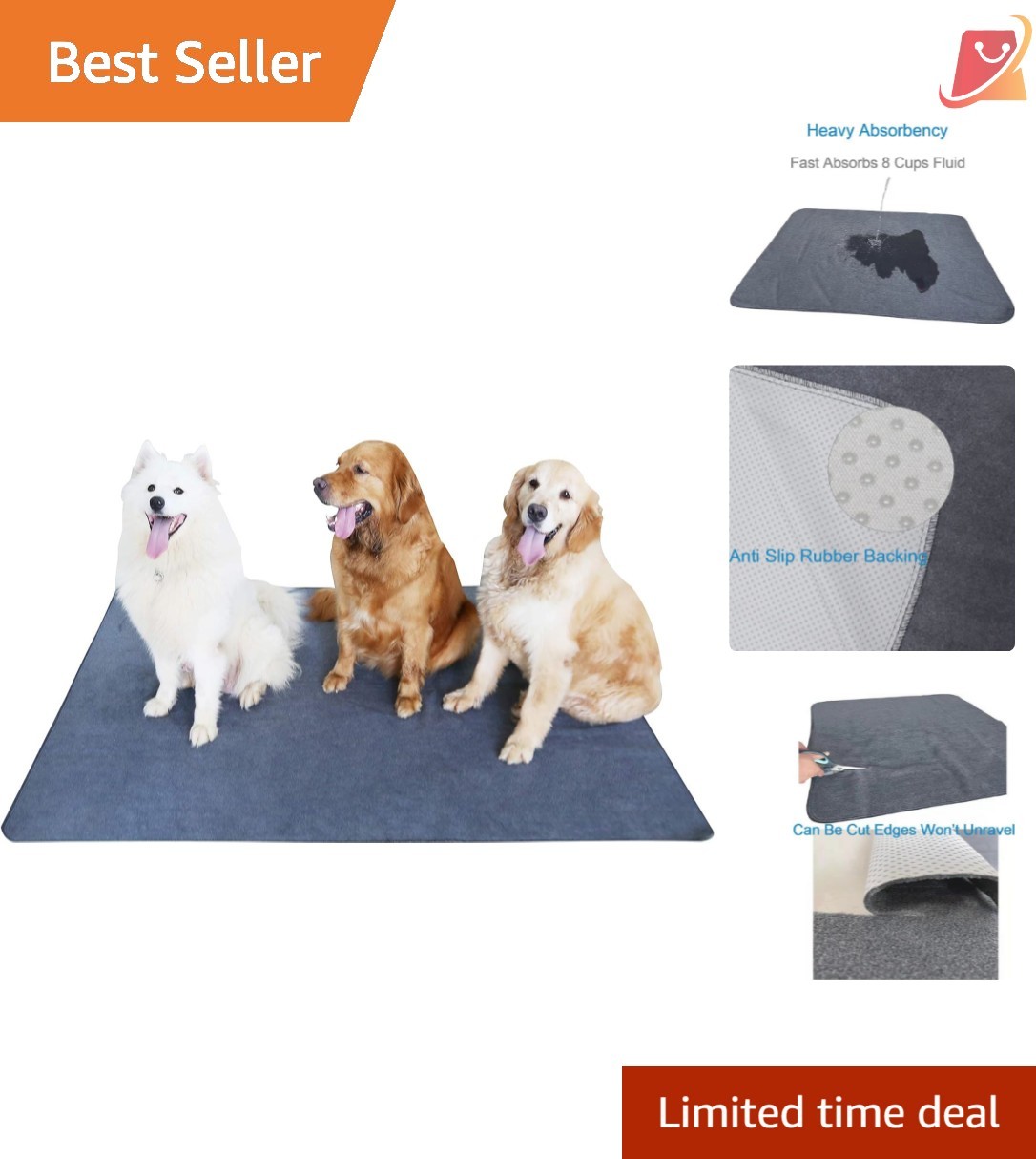 Non-Slip Washable Puppy Pads 65×48 Waterproof Leakproof for Training