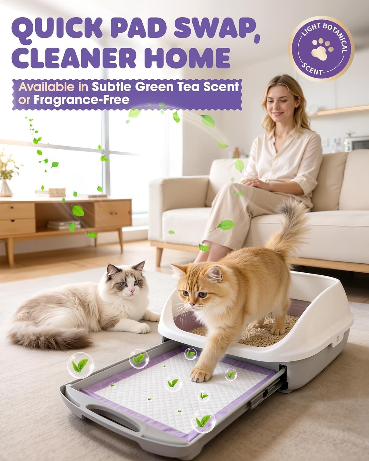 Cat Pee Pads for Breeze Litter Box 40 Count Leak Resistant Fresh Scent