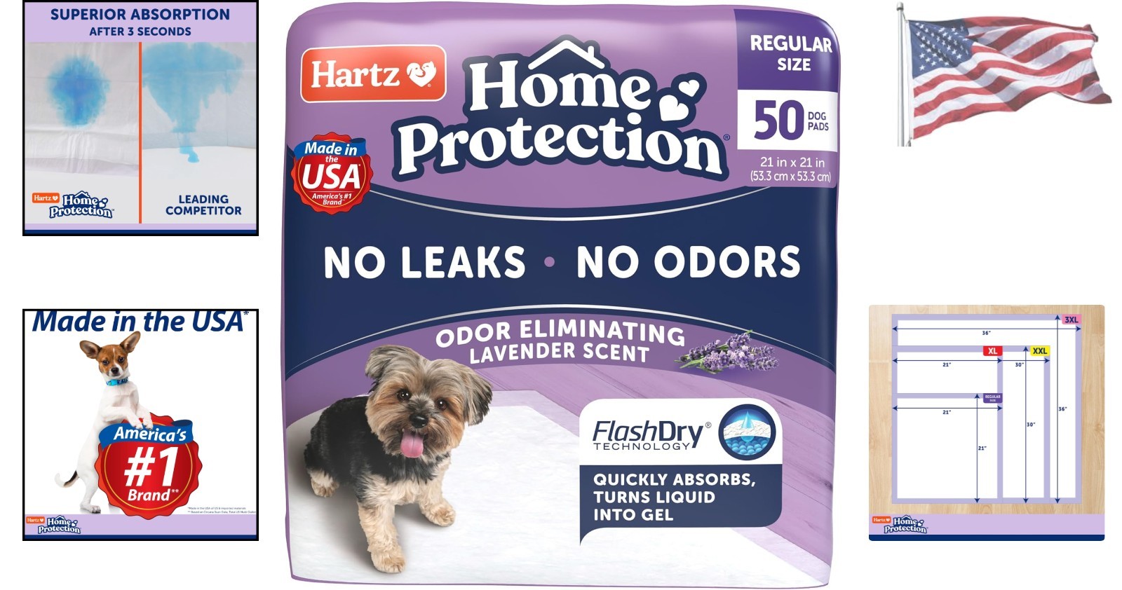 Lavender Scented Dog Training Pads, 21×21, 50 Count – Leak-Proof Protection