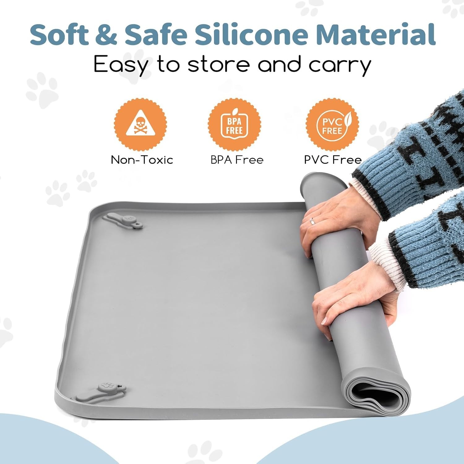 Silicone Puppy Pad Holder Tray with Clips Fits for 24″x35″ Pee Pads – Grey