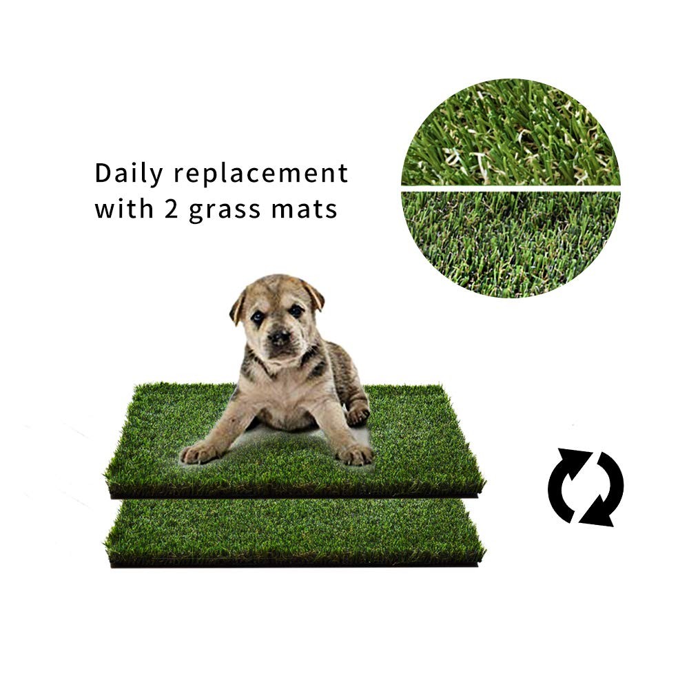 Dog Grass Pad with Foldable Dog Litter Box, Small Liner Base (23”×15”) for Ba…