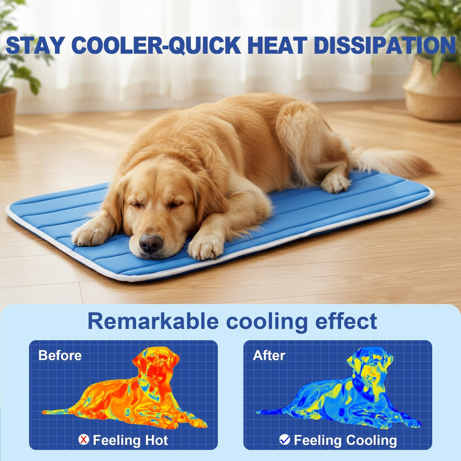 Dog Cooling Mat, Soft Fabric Cooling Mat for Dogs, Foldable Crate Pet Bed & N…