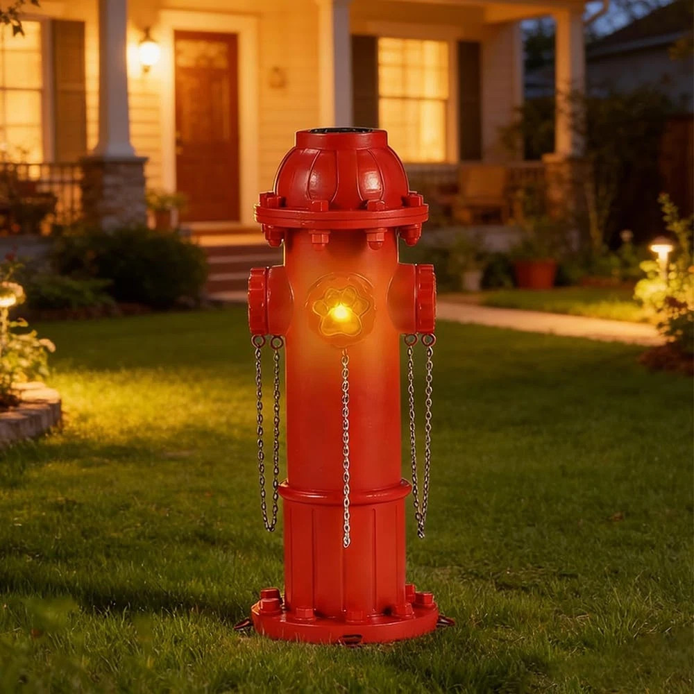 Solar Dog Fire Hydrant Pee Post with Glowing Paw Print, Fire Hydrant for Dogs…