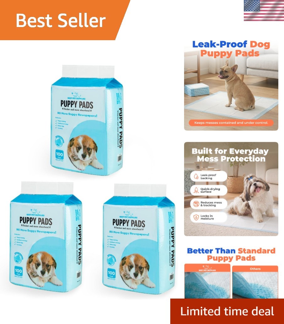 Odor Control 300 Count Puppy Pads – Super Absorbent, Leakproof for Indoor Use