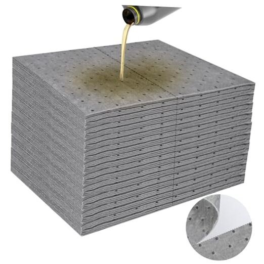 100PC Oil Absorbent Pads | 13″x10″ Meltblown Polypropylene Mats, Hand-Tear