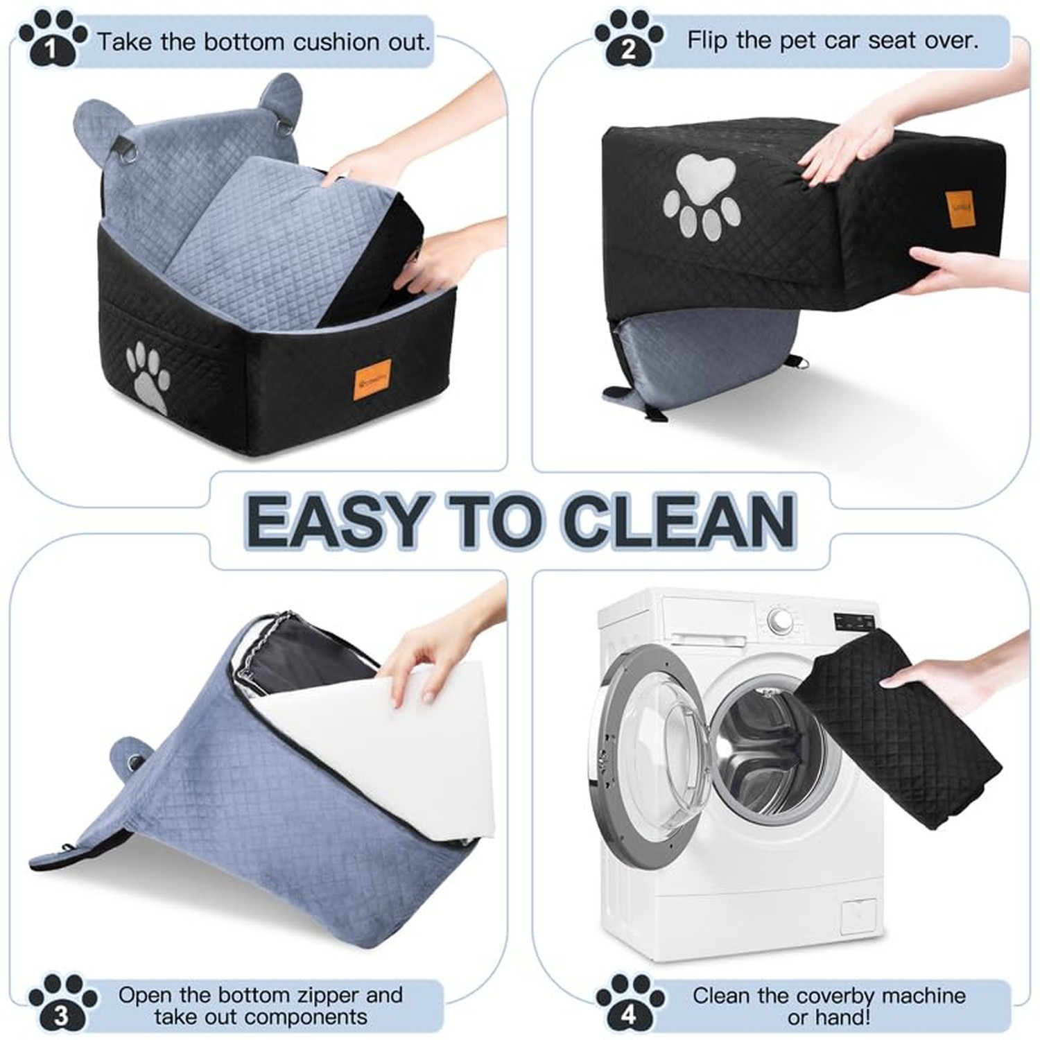 Dog Car Seats for Small/Medium Dogs up to 33lbs(Grey Black). | Washable, Wate…
