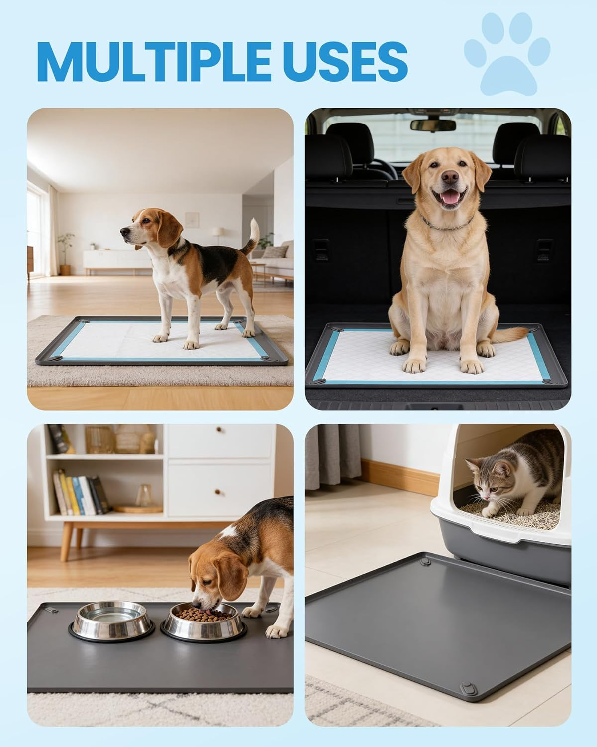 Pee Pad Holder for Dogs – 24″ X 24″ Silicone Puppy Potty Training Tray | Puppy P