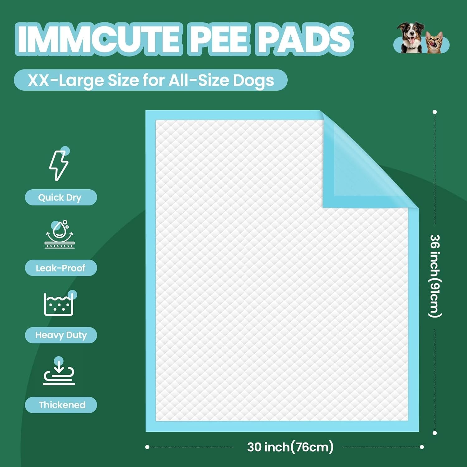 Reliable 50 Pack of Super Absorbent Dog Pee Pads 30″x36″ – Leak-Proof Design