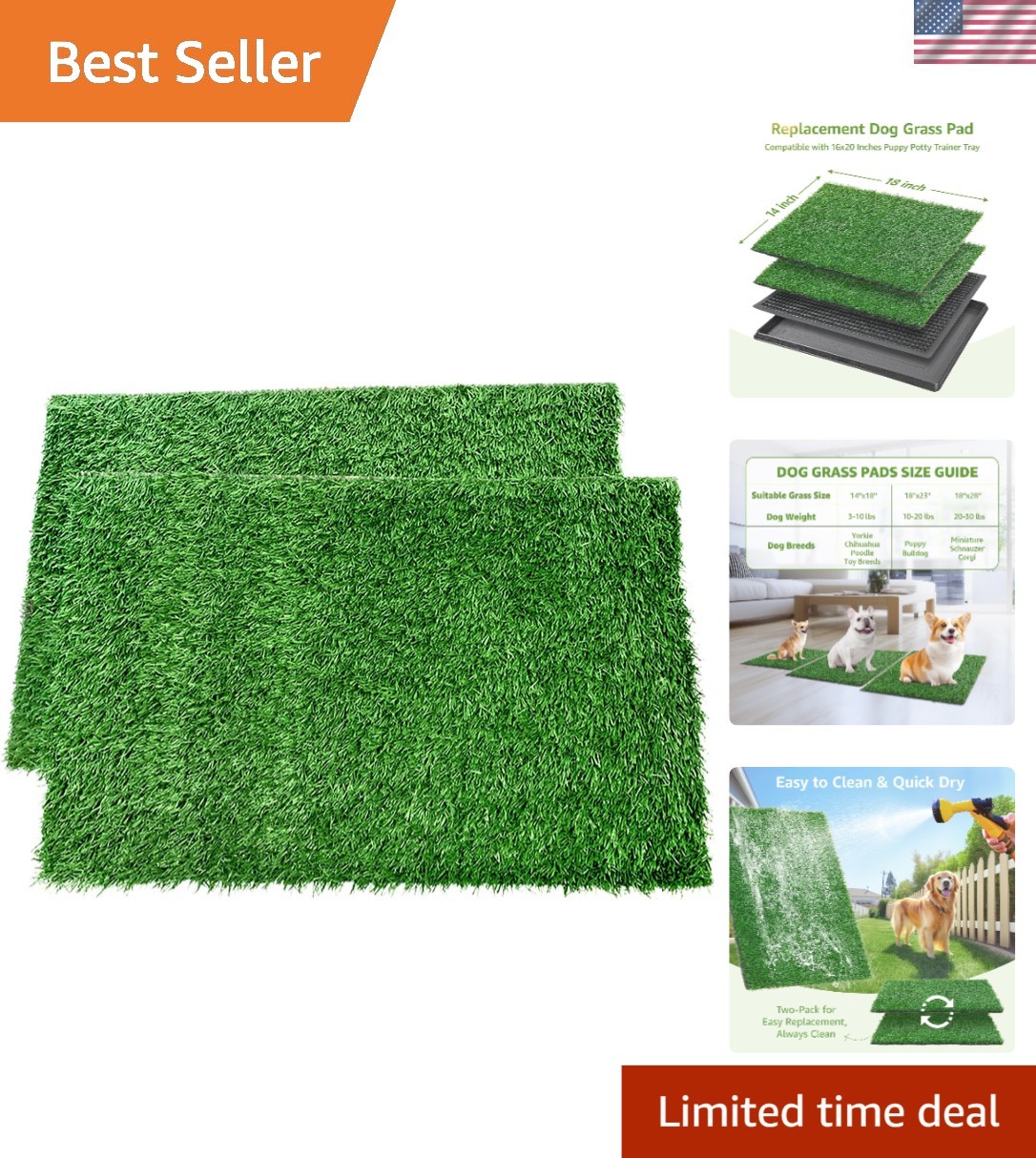 Weatherproof Dog Grass Pee Pads, 14×18 Inch – Ideal for Indoor/Outdoor Use
