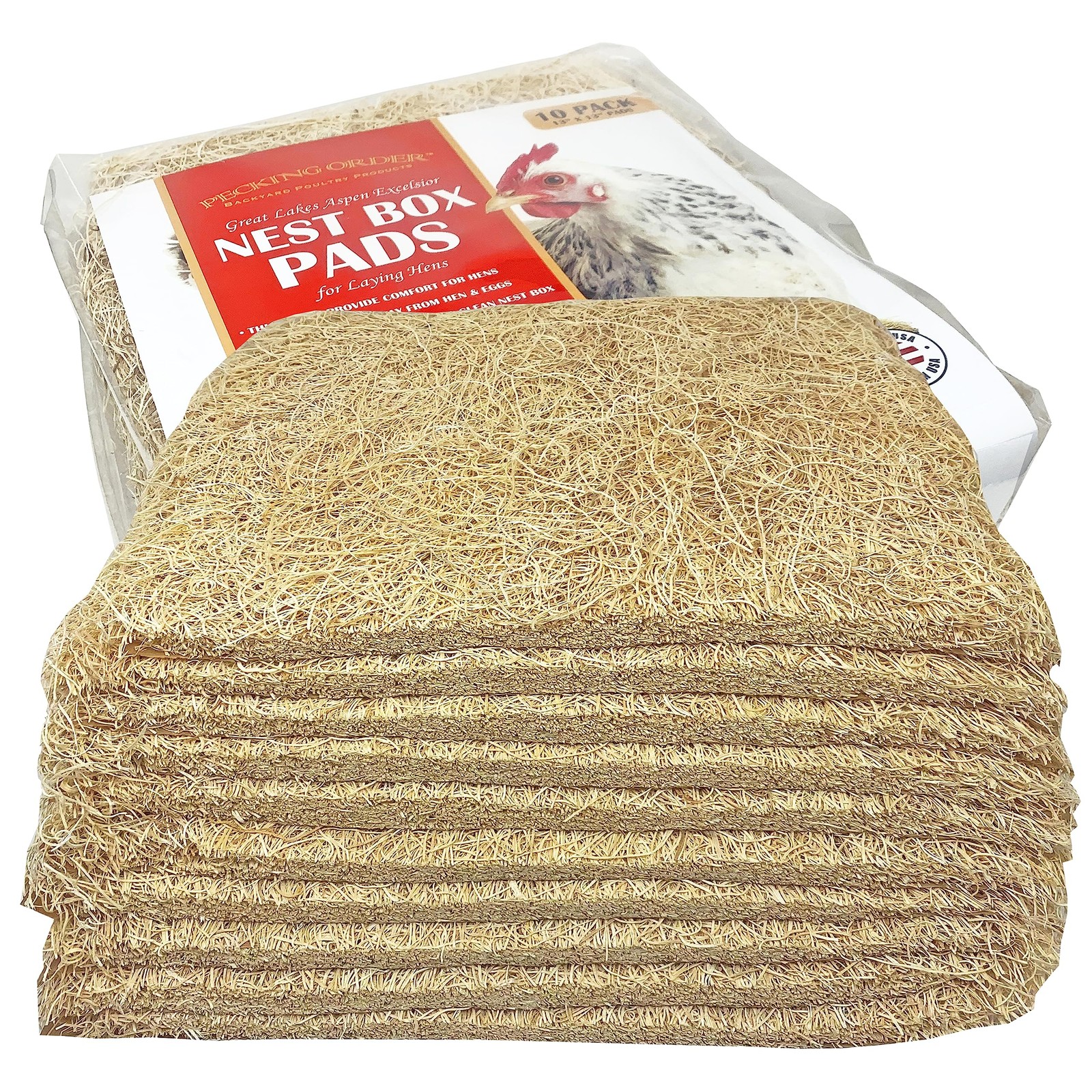 Nest Box Pads for Chicken Nesting Boxes – 13 x 13 Pads Made in USA from Sustaina