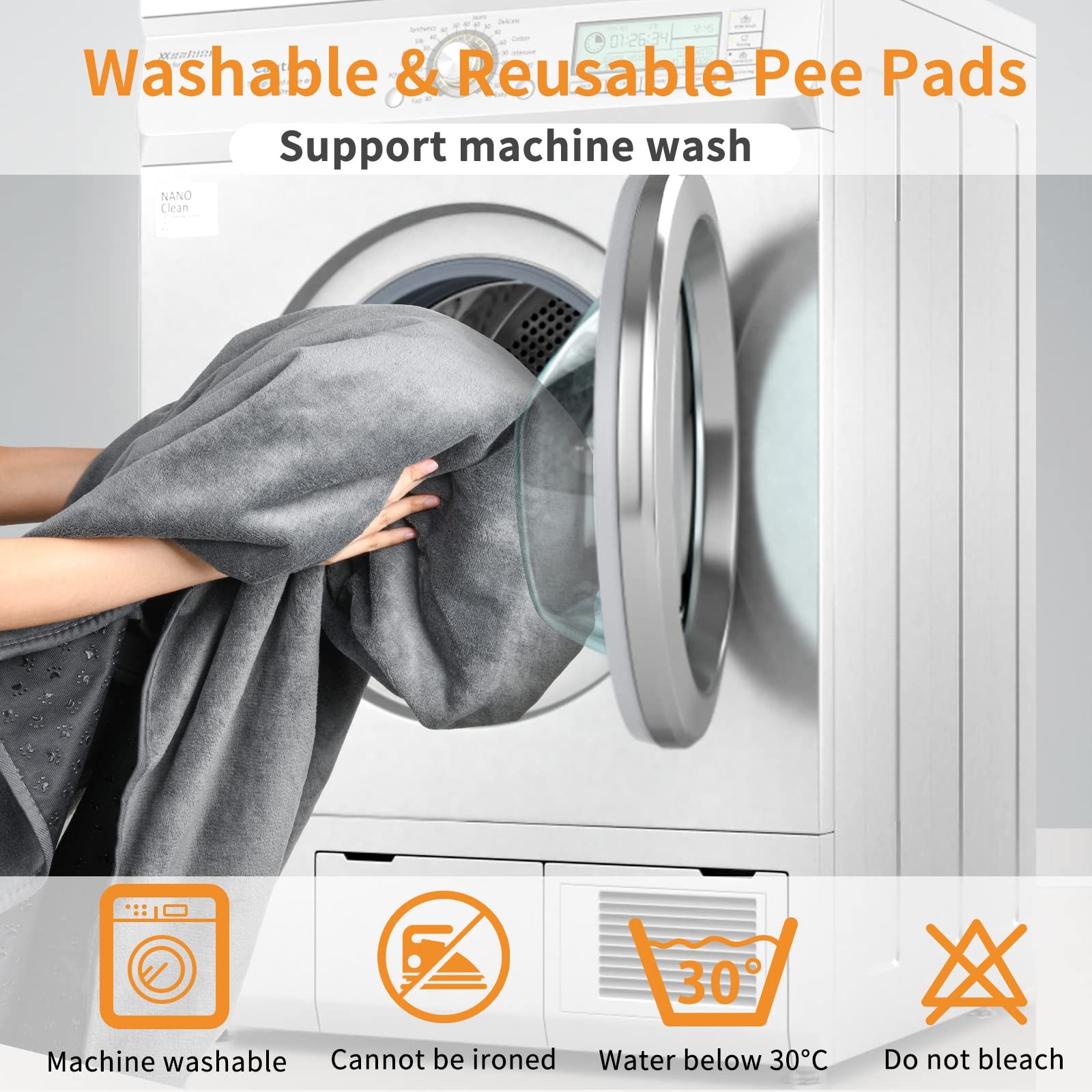 2 Packs Extra Large Reusable Dog Mat for Floor, Non-Slip Washable Pee Pads fo…