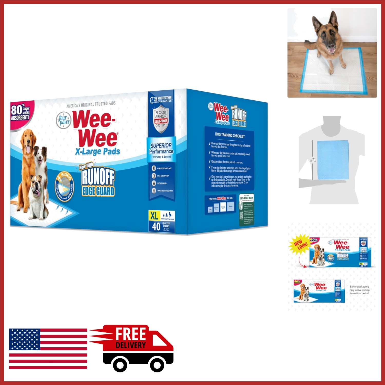 Wee-Wee Superior Performance Dog Pads 40 Count for Housebreaking Supplies