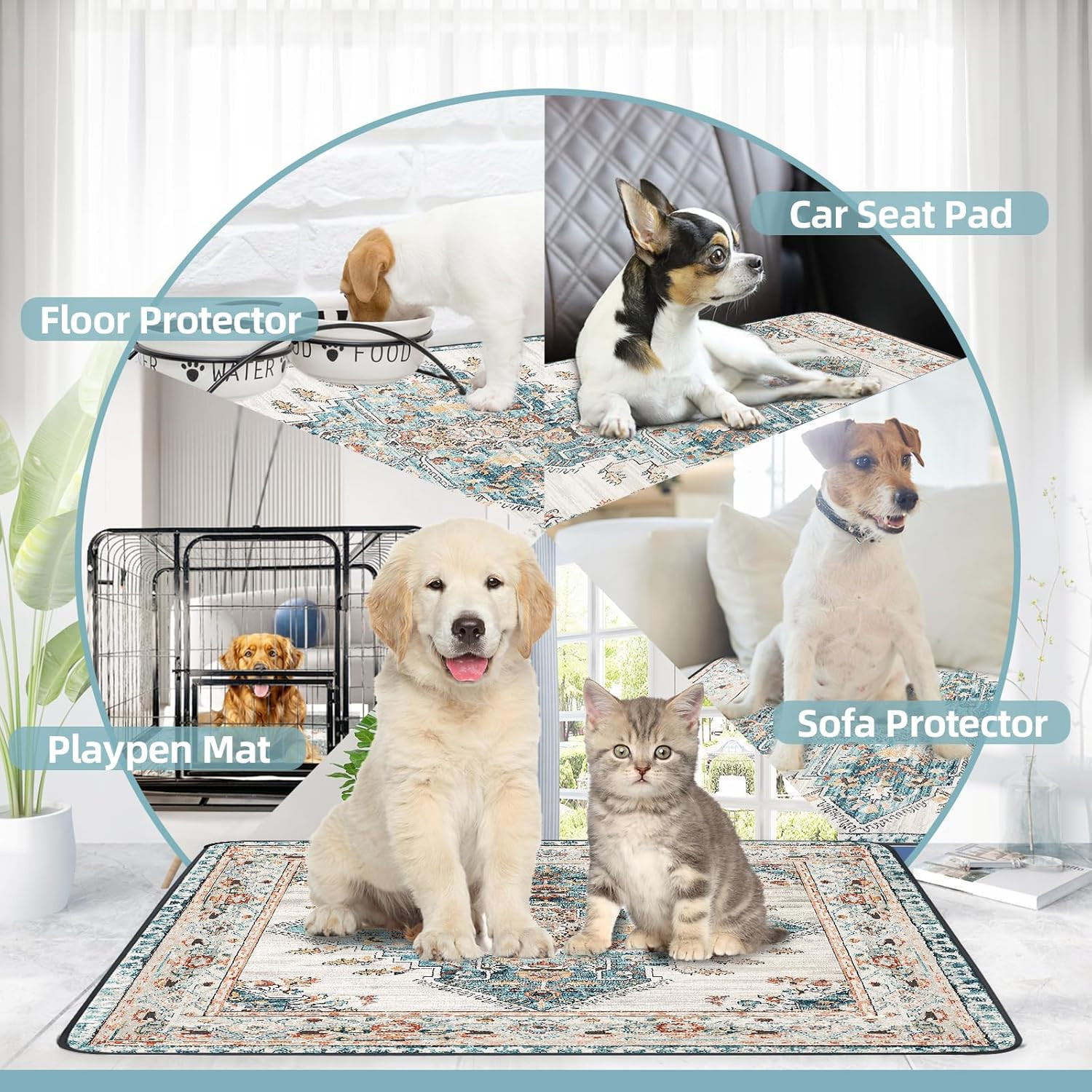 Washable Pee Pad for Dogs Extra Large, 72″ X 72″ Reusable Puppy Pads Waterproof