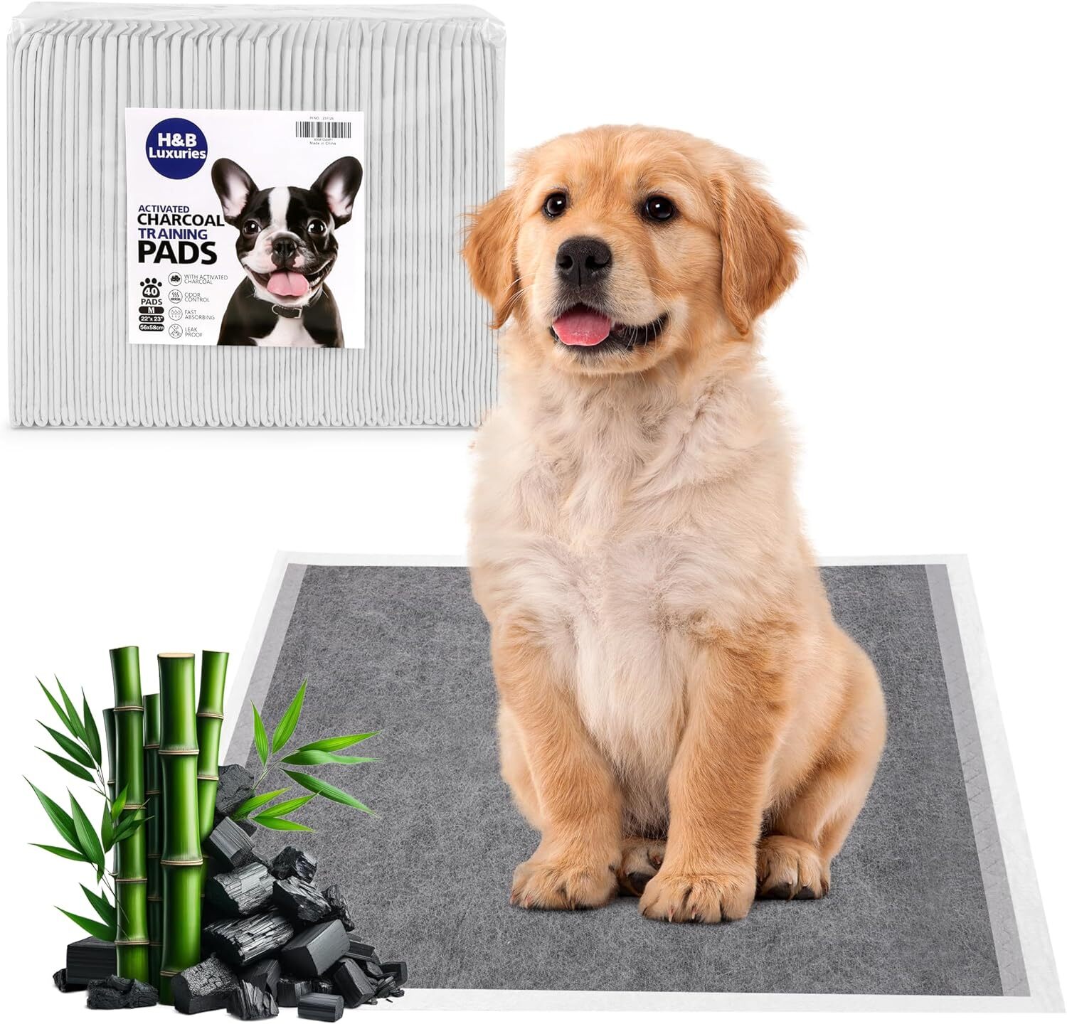 40Pcs Activated Charcoal Disposable Puppy Pee Pads Training Pads For Dog 22″x23″