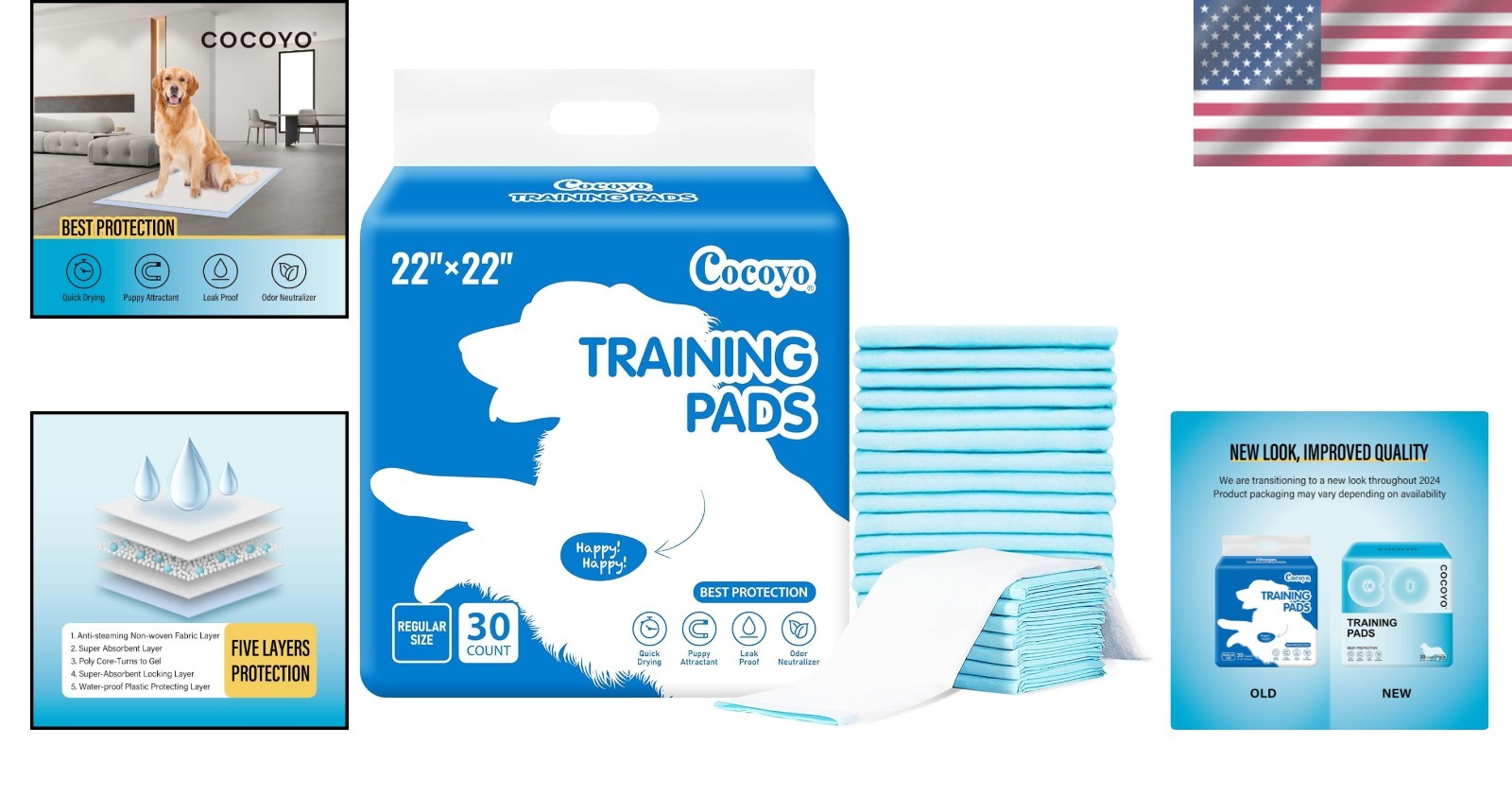 Leak-Proof, 5-Layer Dog Pee Pads 30 Count | Effortless Clean-Up and Odor-Free