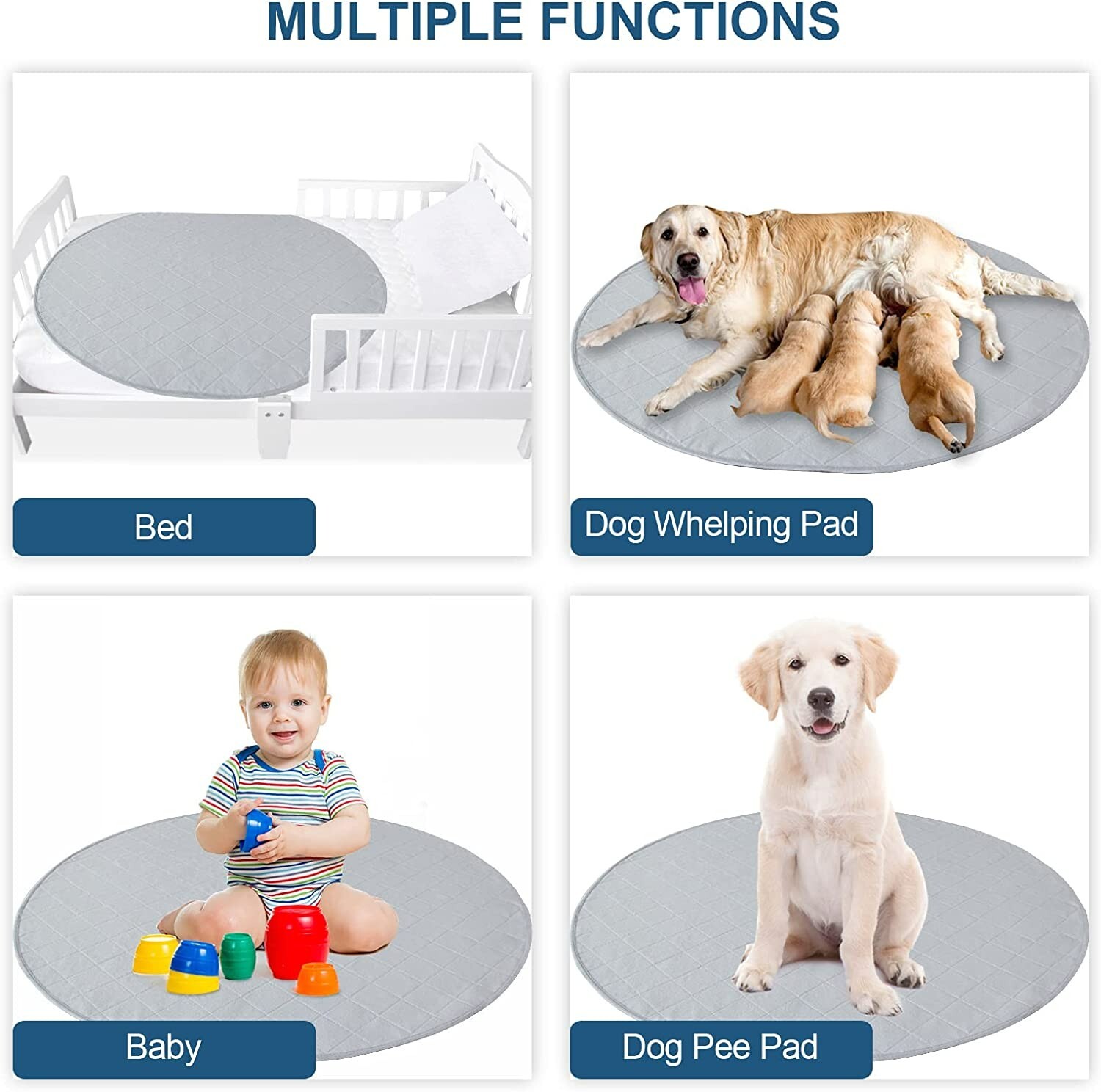 Washable Dog Pee Pads Reusable Training Pads Soft Whelping Pads 2 Pack 36″×36″