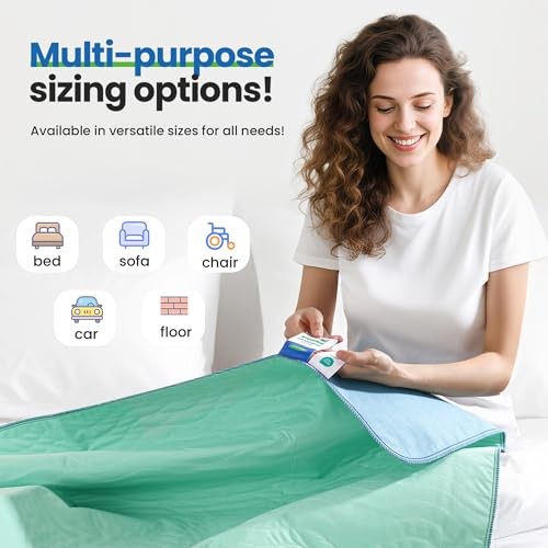 Washable Underpads,34″x36″ (Pack of 4) – Heavy Absorbency 4 Pack – 34×36 Green
