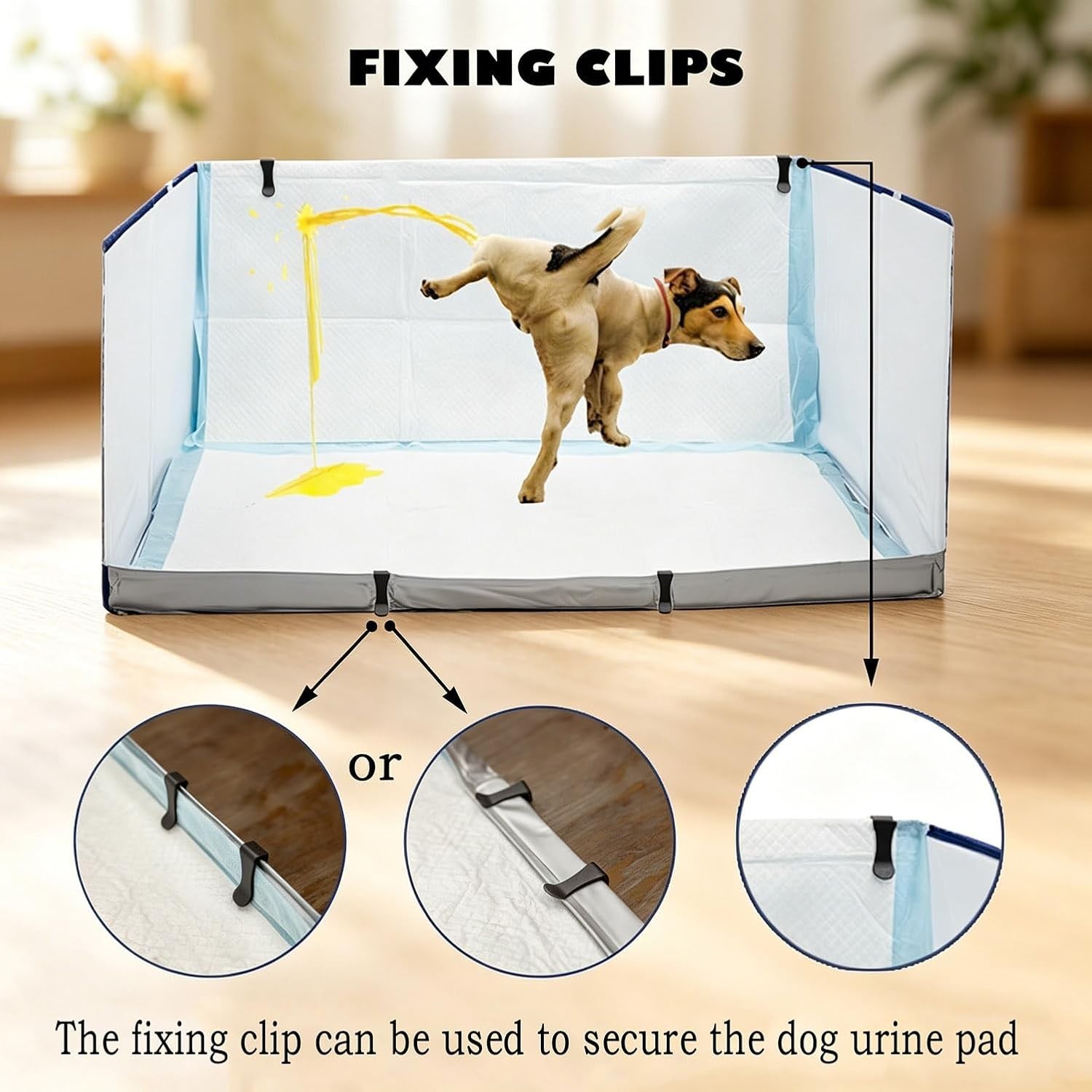 Dog Litter Box with Walls, Pee Pad Holder Tray, No Assembly, Waterproof Portable