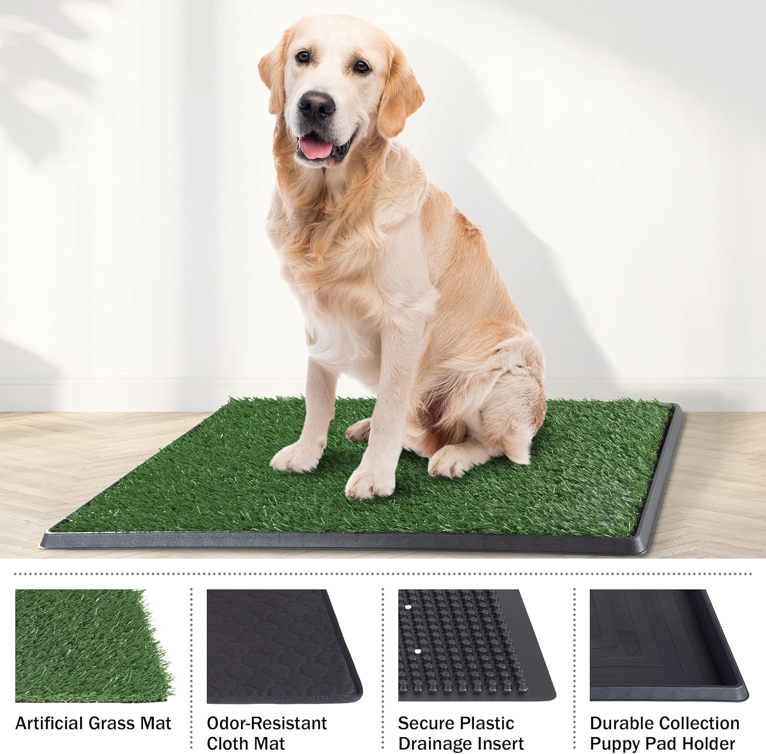 Artificial Grass Puppy Pee Pad for Dogs and Small Pets – 20×30 Reusable 4-Layer