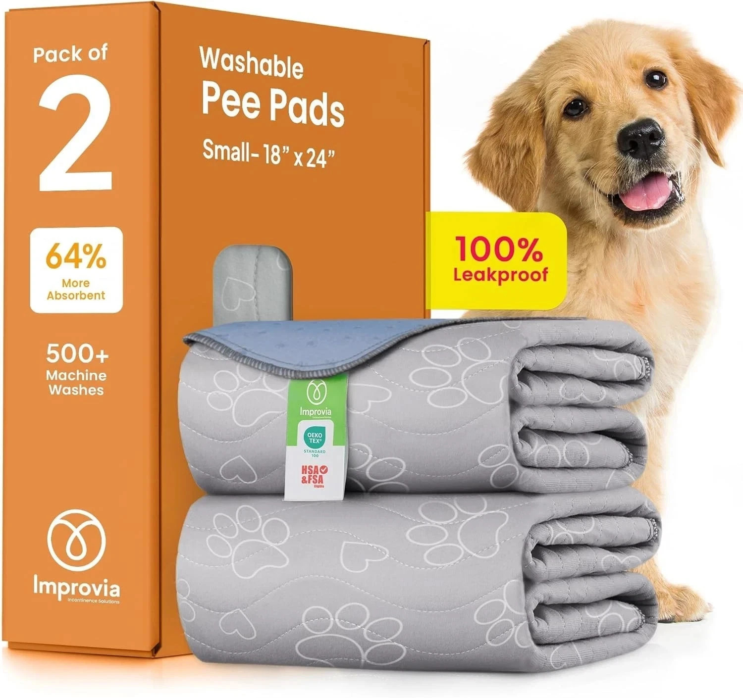 Washable Pee Pads for Dogs, 2Pack Reusable Puppy Pads, Fast Absorbent Dog Pee Pa