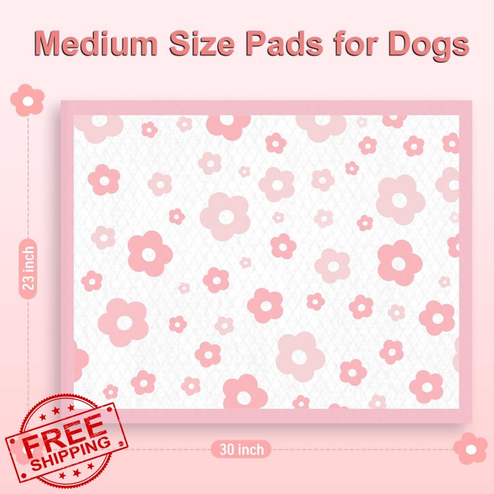 Camonti Pink Floral Dog Pee Pads 40 Ct