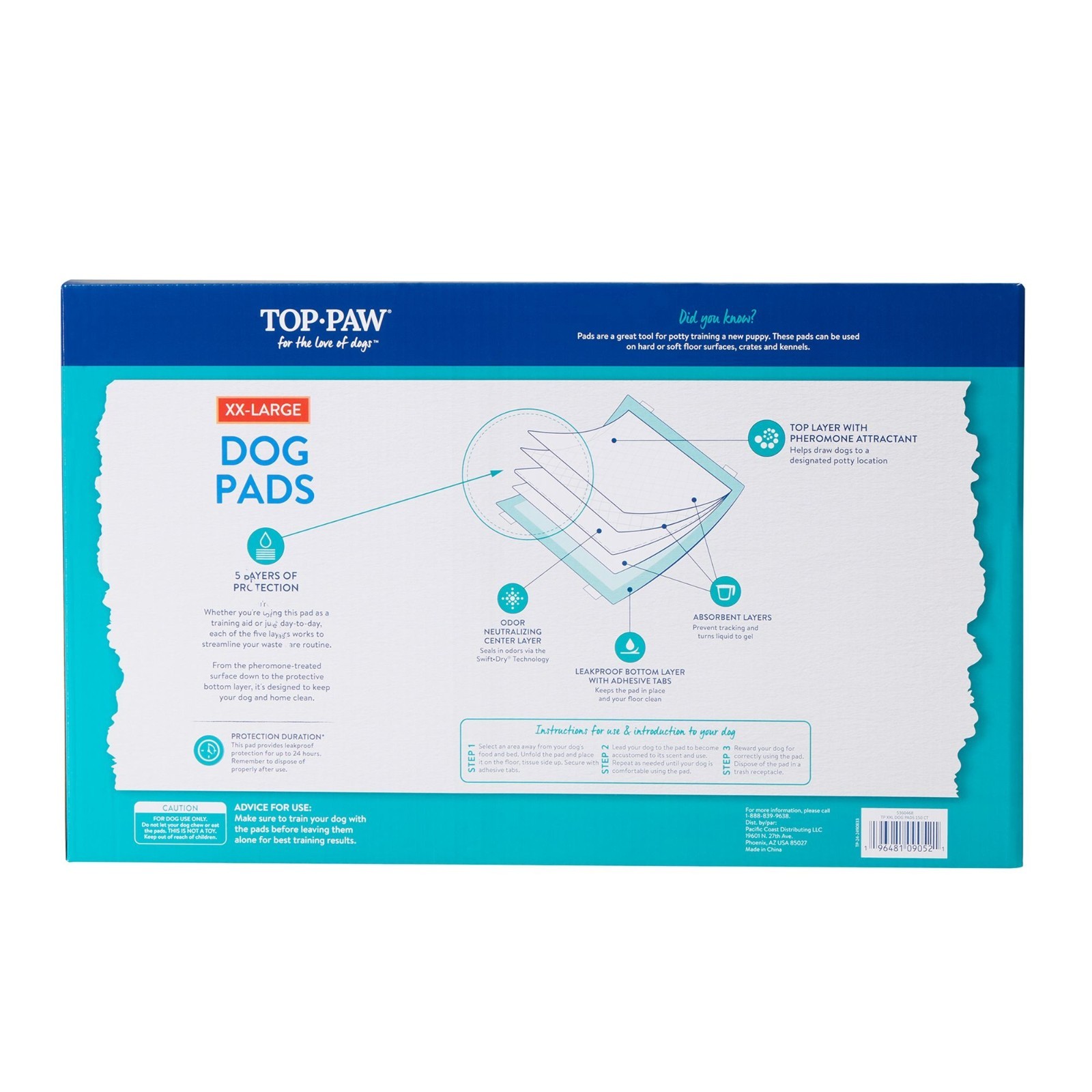 Top Paw XXL Premium Dog and Puppy Pee Pads, Training, 27.5″ x 44″, 150 Count