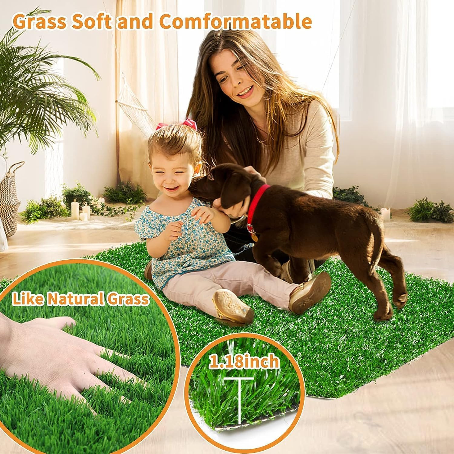 Dog Grass Pee Pads, 2 Pack Artificial Grass Pads for Potty Tray, Fake Grass for