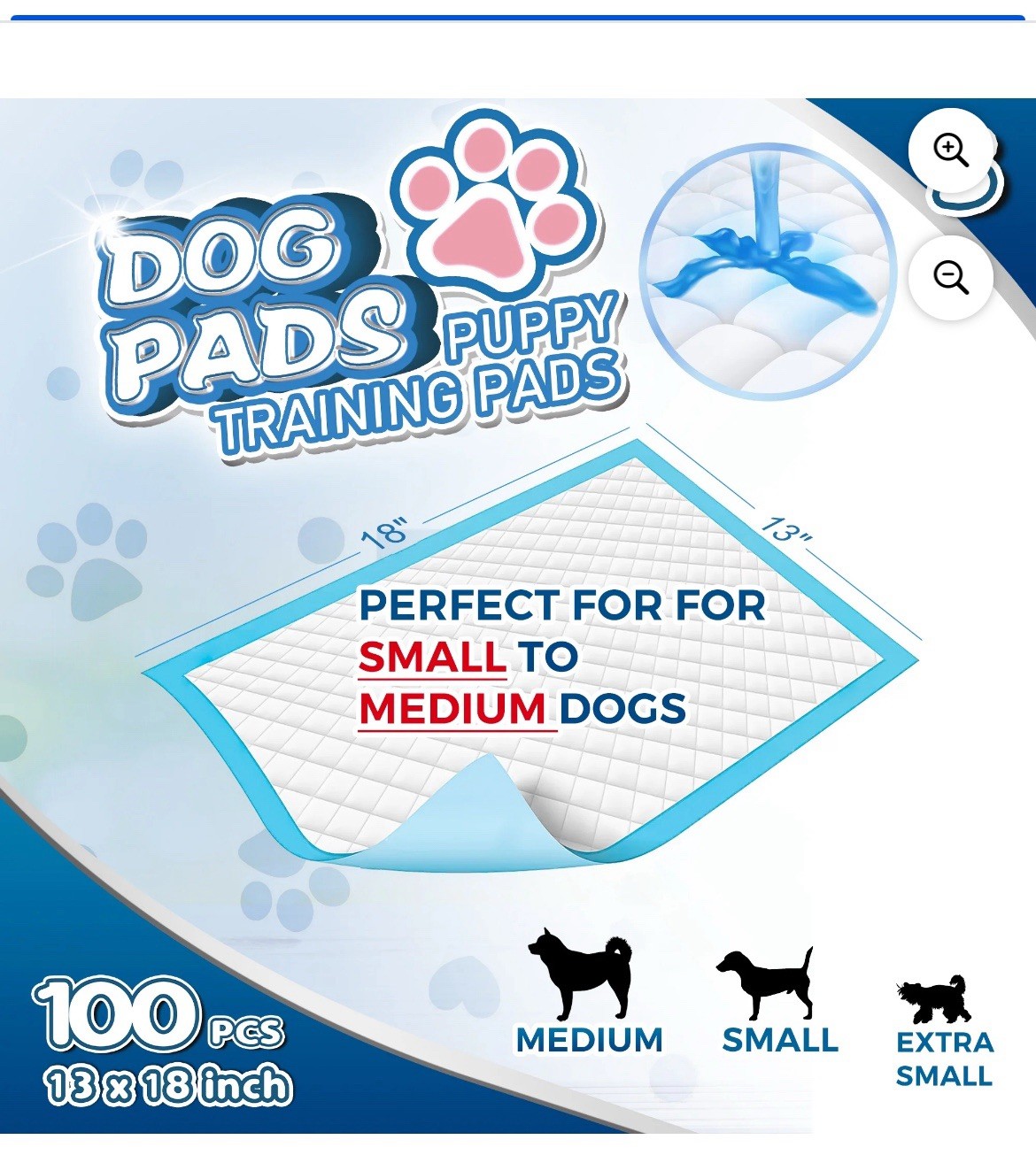 Tolobeve Training Pads, Dog & Puppy Pads,S, 13X18 In,100 Count,Disposable Dog Pe