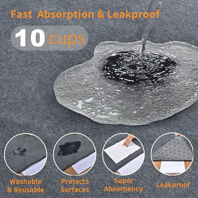 2 Packs Extra Large Reusable Dog Mat for Floor, Non-Slip Washable Pee Pads for D