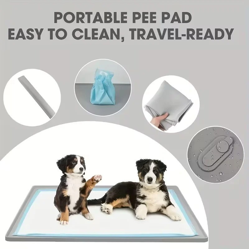 Large Dog Pee Pad Holder – 24×35″ Non-Slip Leak-Proof Potty Tray with Silicone C