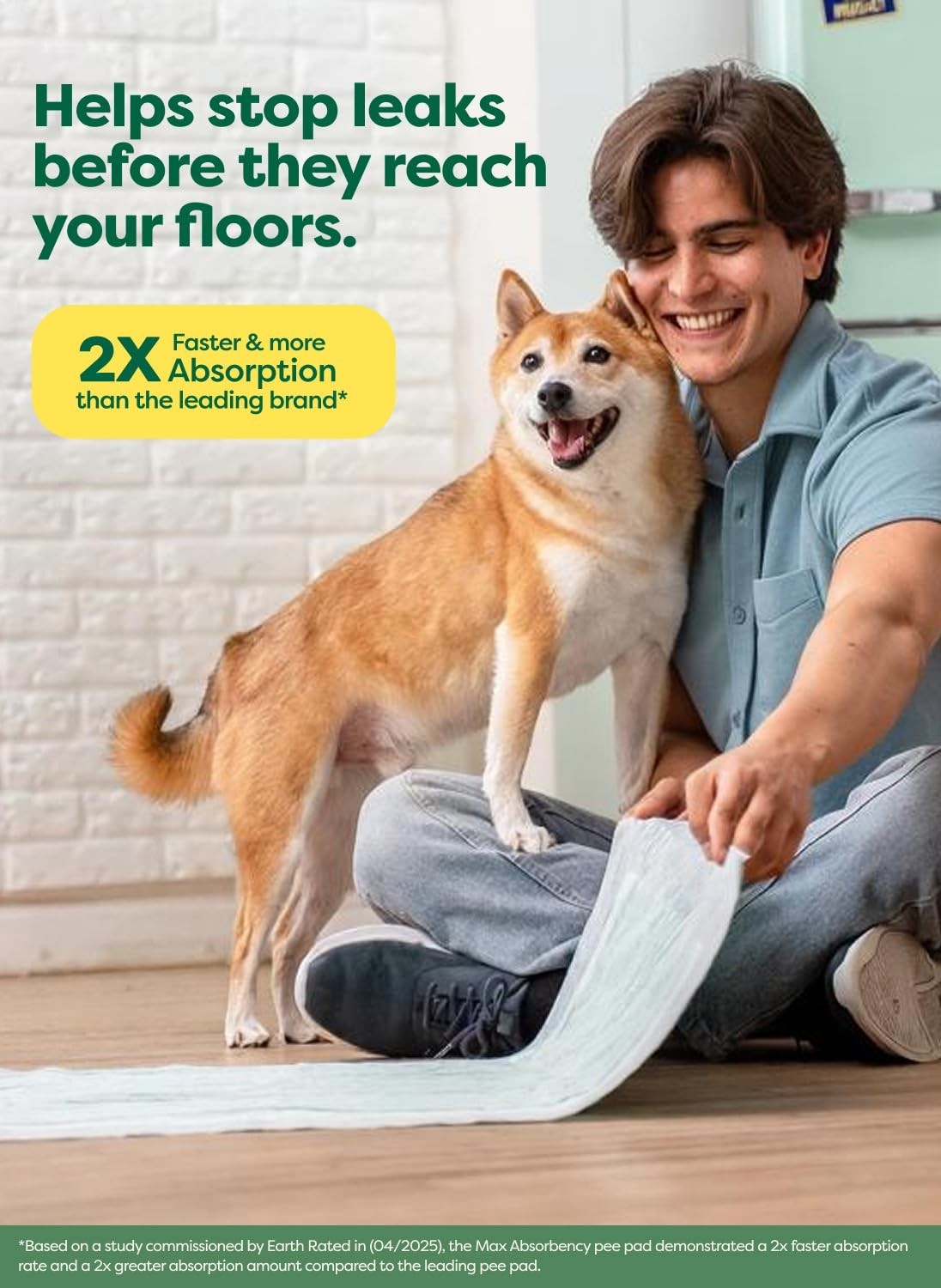 Earth Rated Puppy Pads, Max Absorbency, Regular [L], 22″ x 23″, 75 Count