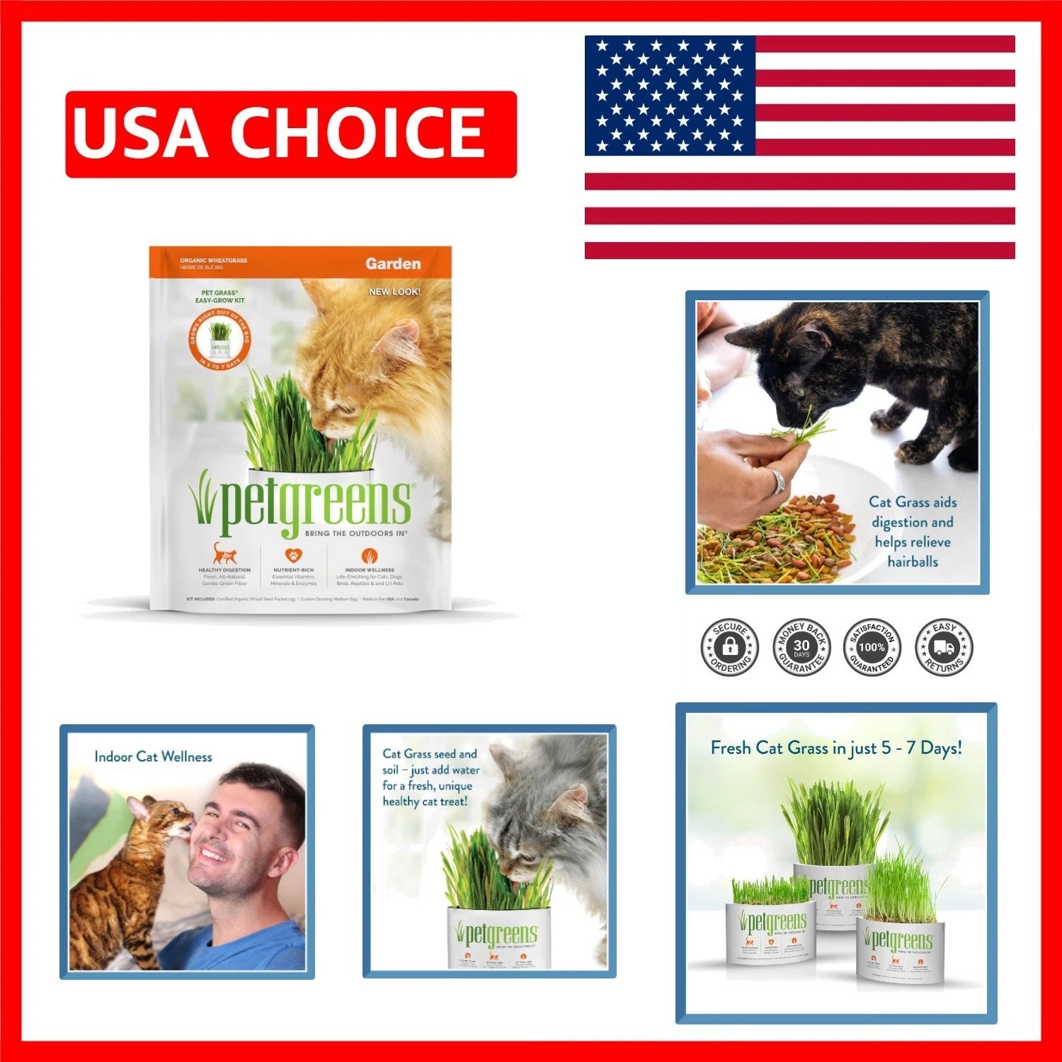 Pet Grass Kit with 100% Organic Wheatgrass – Grows in 5-7 Days for Healthy Pets