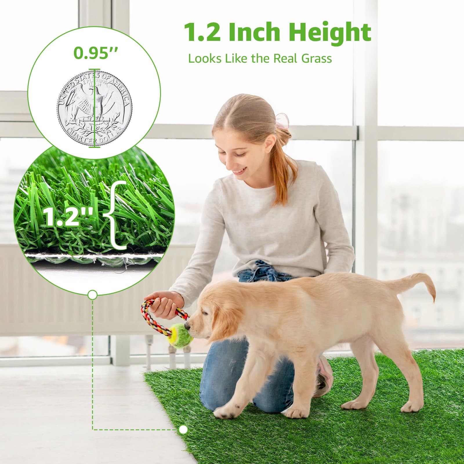 2 Pack Artificial Dog Grass Pee Pad 26″ x 17″, Indoor Potty Training Turf