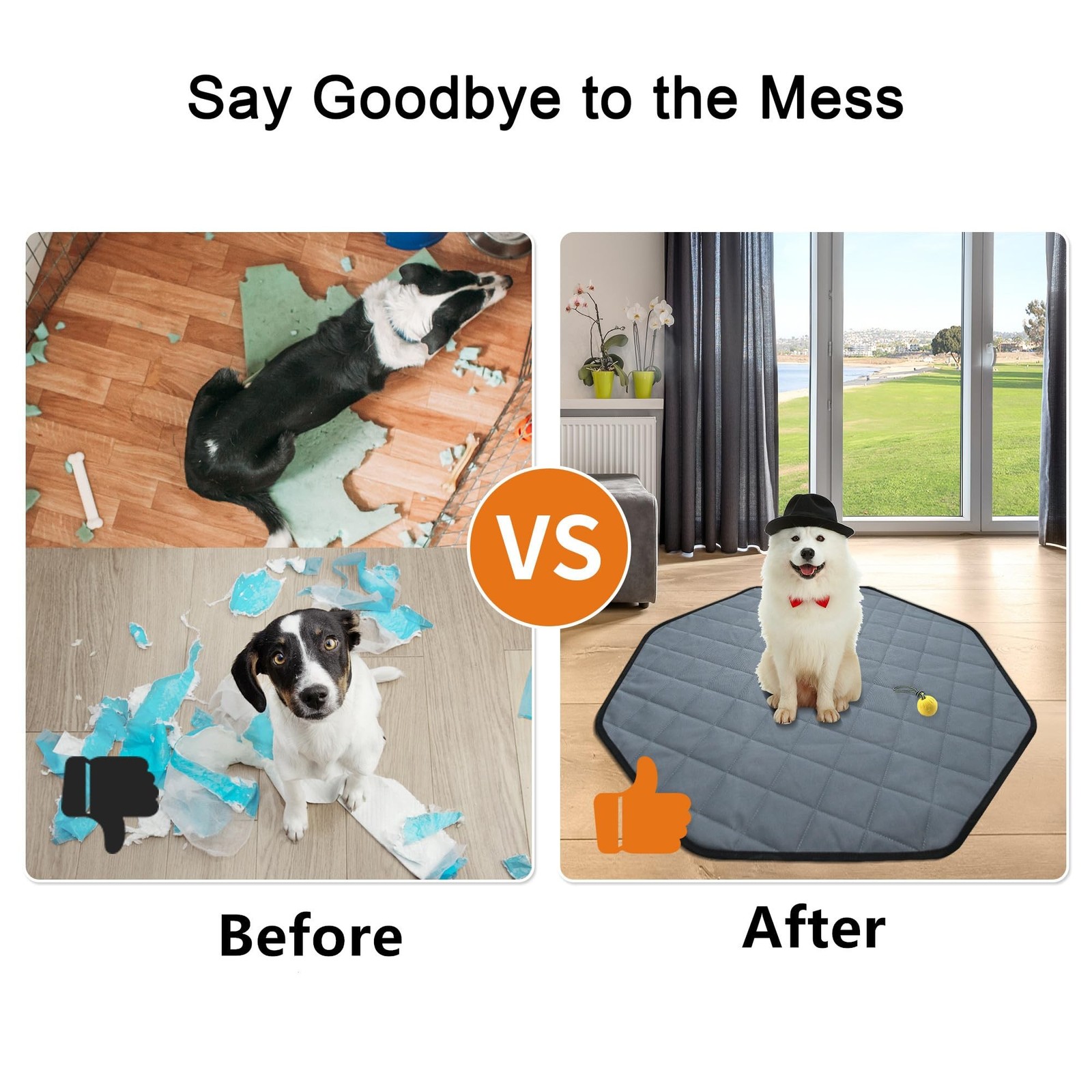 Washable Pee Pads for Dogs, 24″ Pet Playpen Mat Octagon 8 Panels Puppy Pads f…