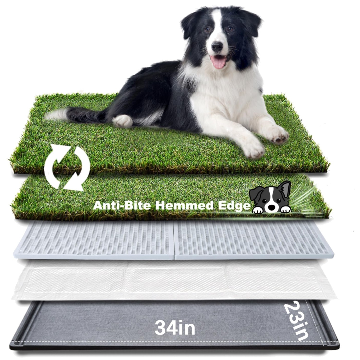 HQ4us Large Dog Grass Pad – 34”×23”, 2×Artificial Grass Mats