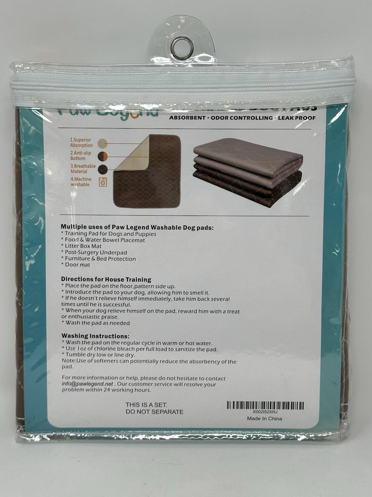 Paw Legend 2 Washable Dog Pads SMALL 18″ x 24″ Odor Controlling Absorbent