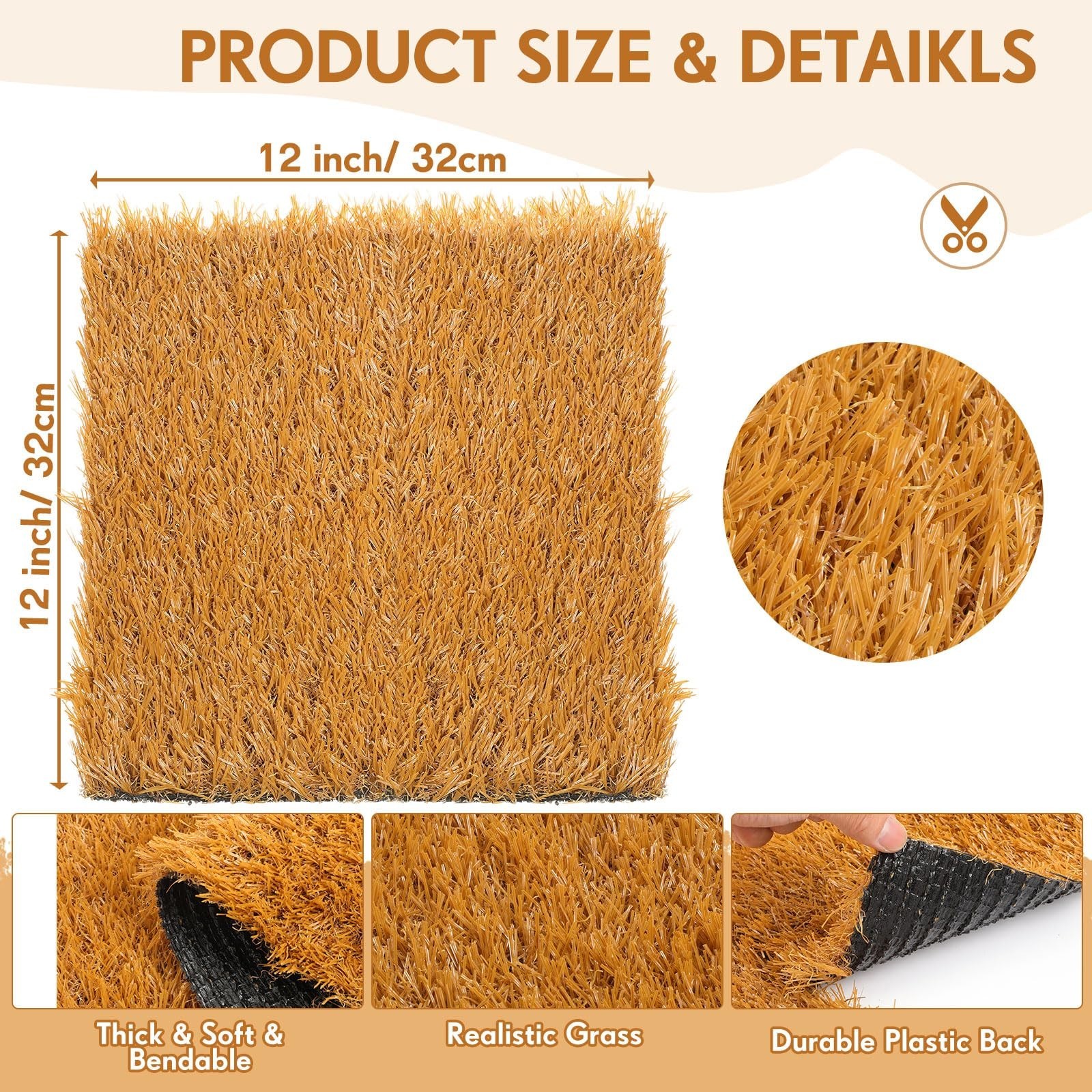Teenyyou 24 Pack 13x13x1.18in Chicken Nesting Pads Washable Synthetic Turf