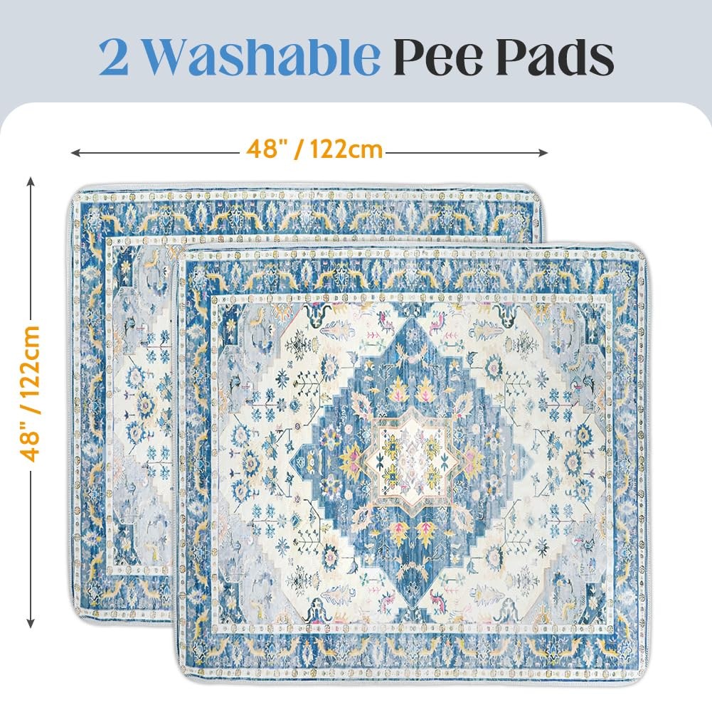 Washable Pee Pads for Dogs 2 Pack Reusable Puppy Training Pads 48″x48″ Super …