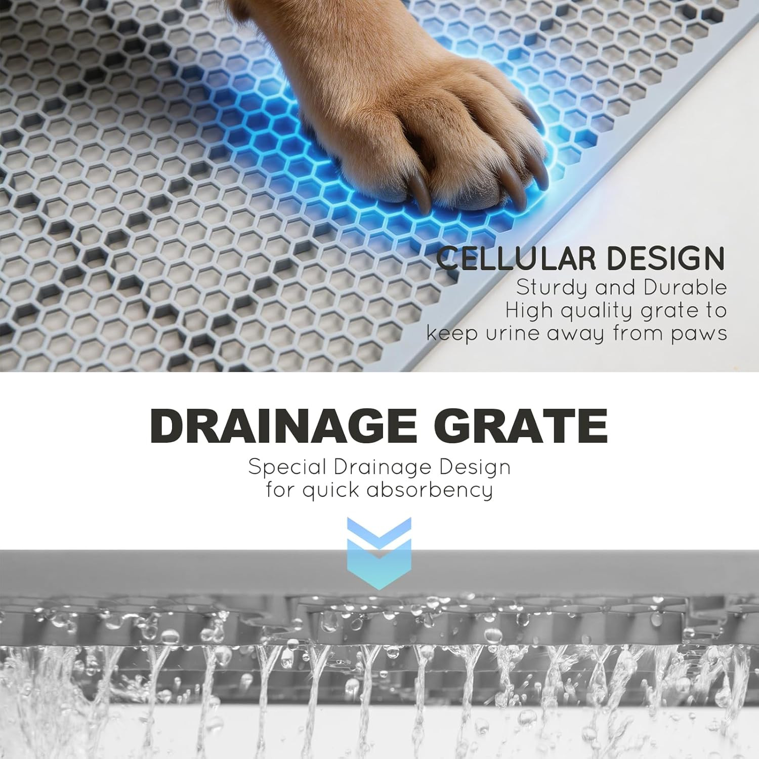 Dog Grass Pad with Foldable Dog Litter Box High Walls & Grate, 2PCS Odor Free Ar
