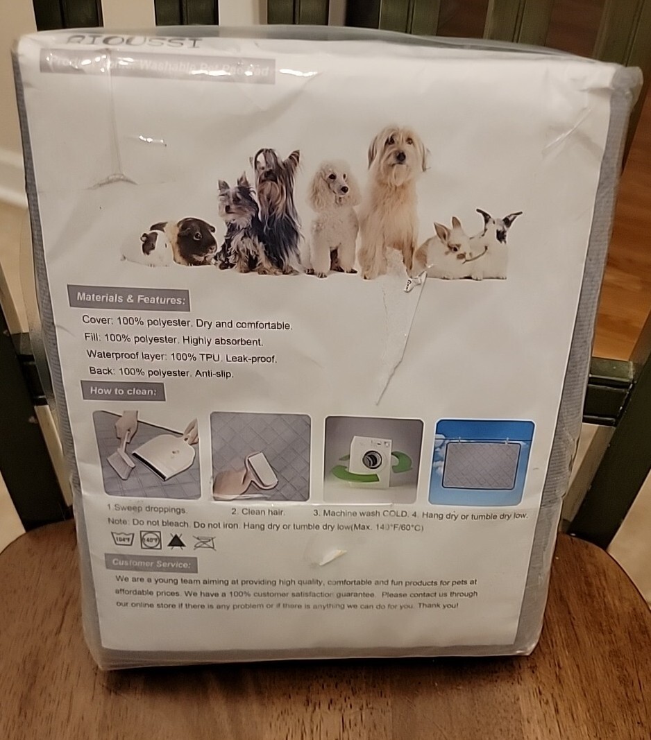 Reusable Washable Pee Pads for Dogs Large 2 Pack, Absorbent Pet Pee Pad New