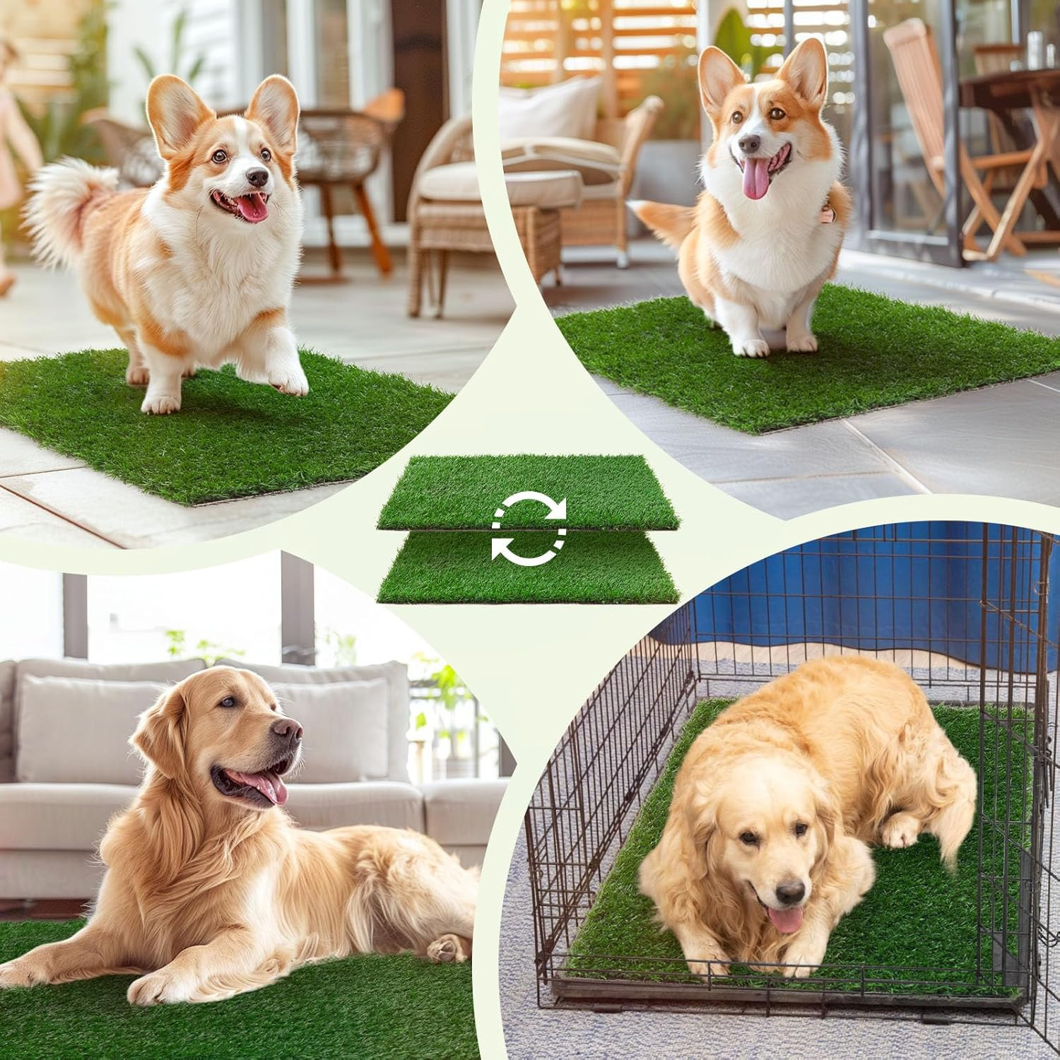 Dog Grass Pee Pads, 2 Pack Artificial Grass Pads for Potty Tray, Fake Grass for