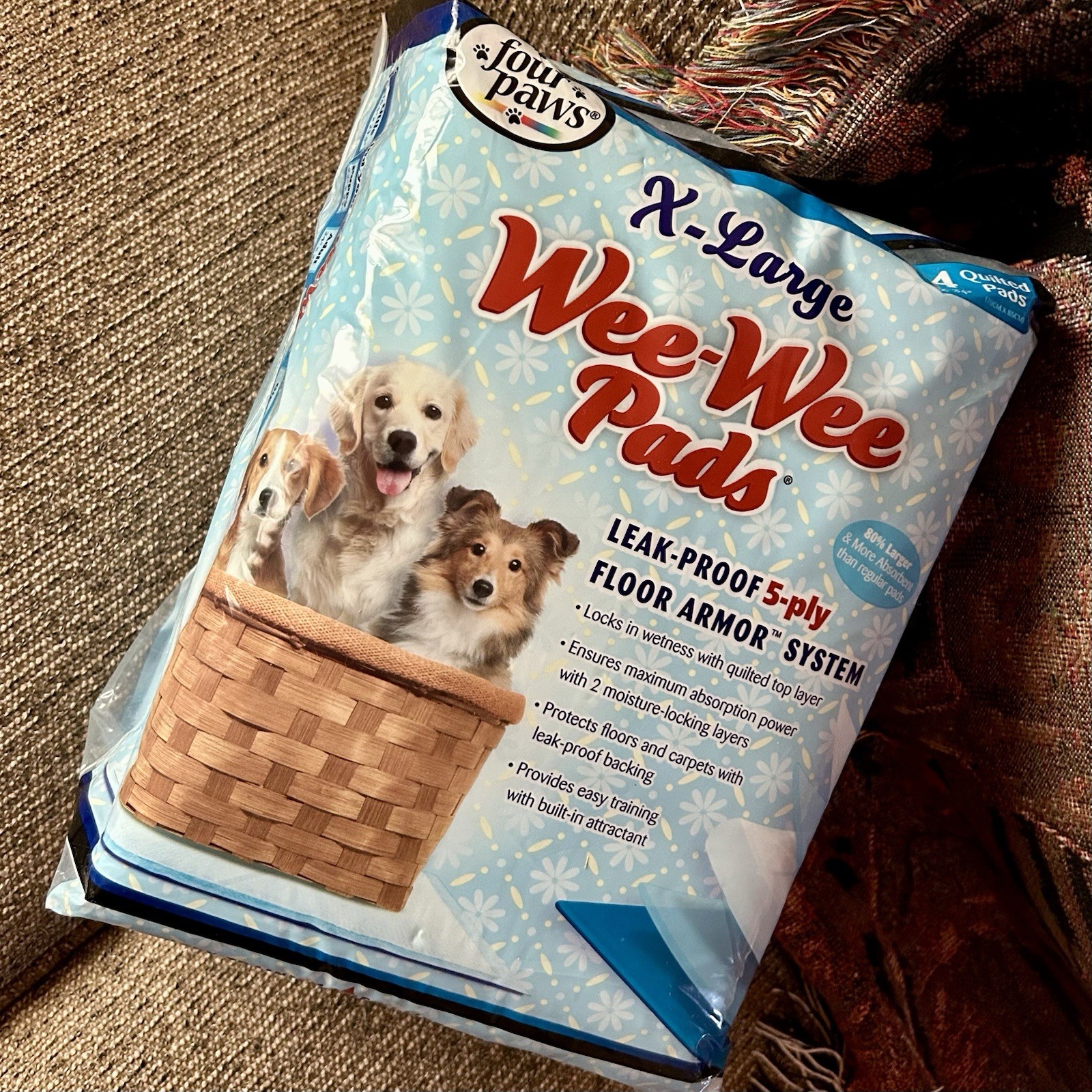 XL 28″ x 34″ Four Paws Quilted Wee Wee Pads 14 Ct 5 Ply Training Dog Puppy Pet