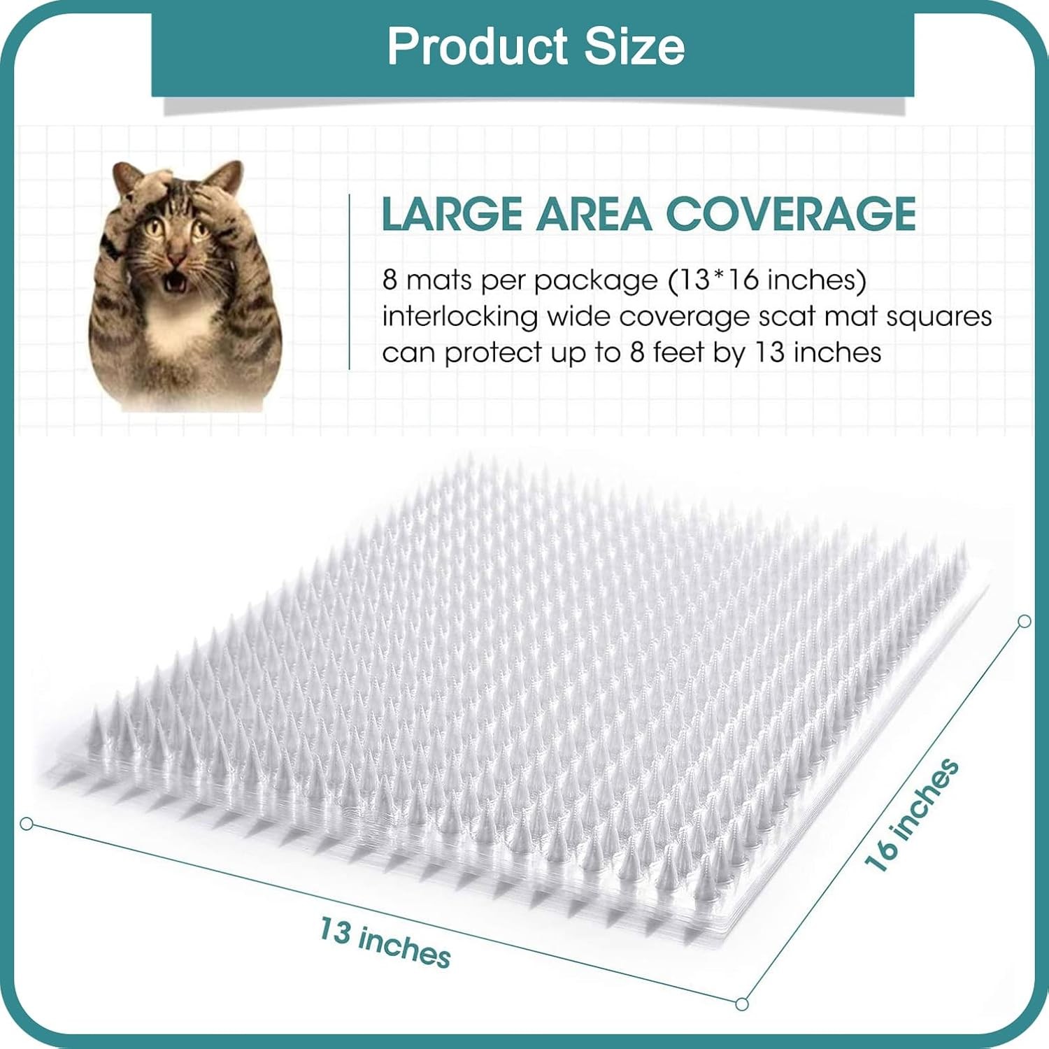 8 Pack Cat Deterrent Outdoor/Indoor Scat Mat, Pet Deterrent Training Mats