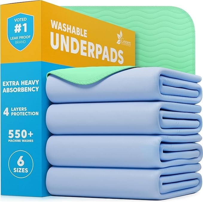 4 PCS Washable Heavy Absorbency Reusable Bedwetting Underpads 34×36 Inch