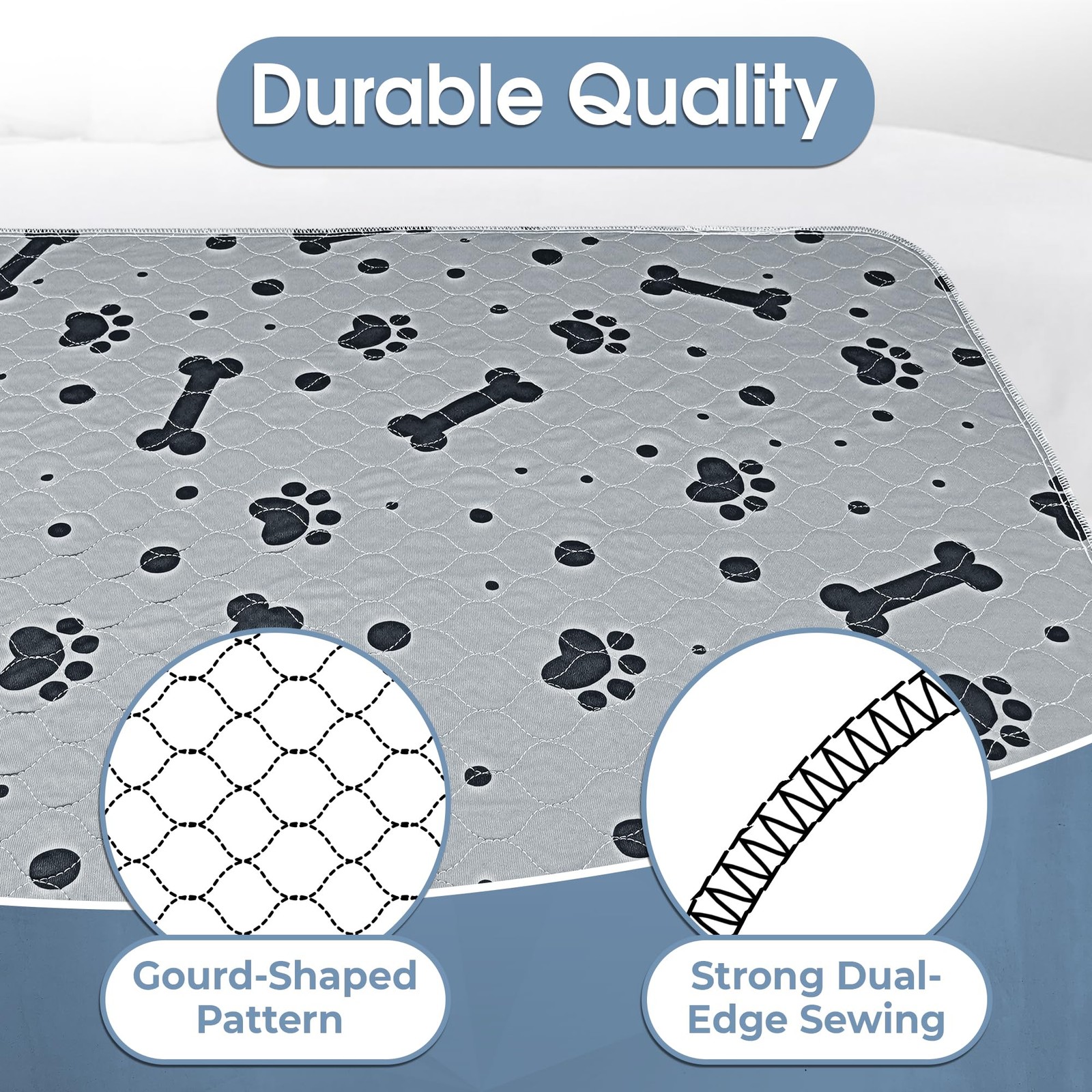 Washable Pee Pads for Dogs 36” x 41” Heavy Absorbent Non-Slip – Indoor