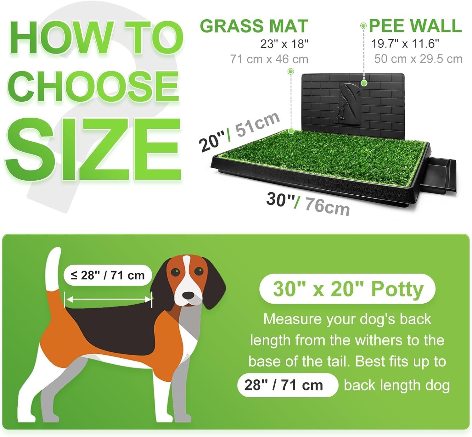 Large Dog Grass Pad with Tray, Reusable Puppy Turf Potty Trainer, Bionic Wall