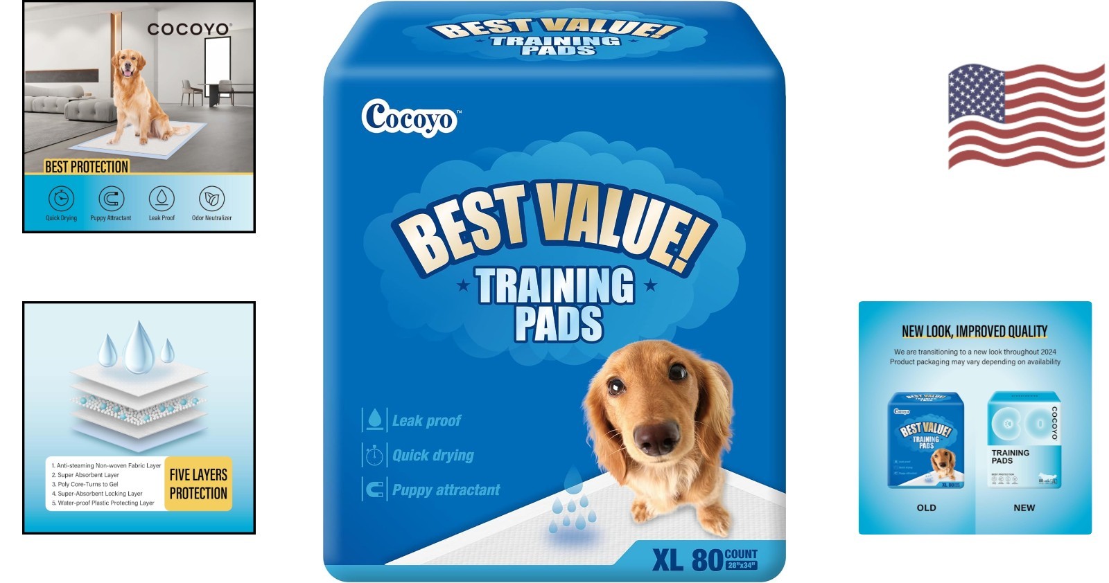 Best Value Puppy Training Pads – 40 Count, 28″ x 34″ With 5-Layer Protection