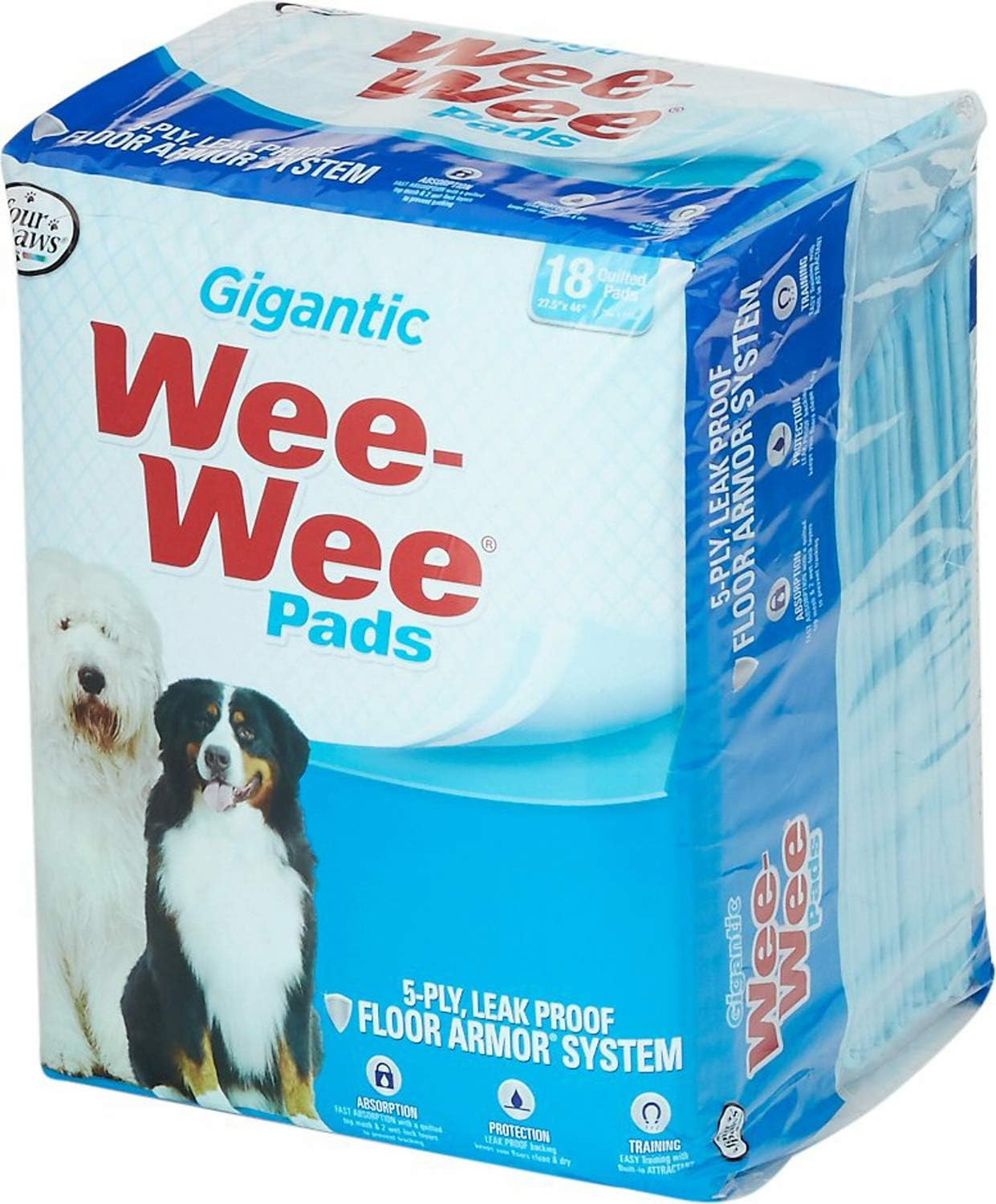 Wee-Wee Pads, Gigantic, 18 per Pack (4 Packs)