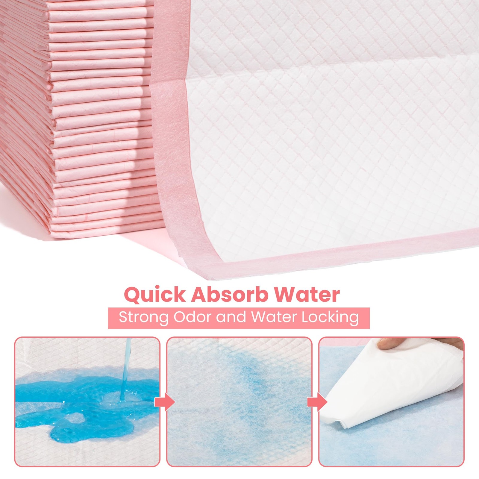 Red Rabbits Pet Training Pads 100 Count 18×13 Pink for Dogs