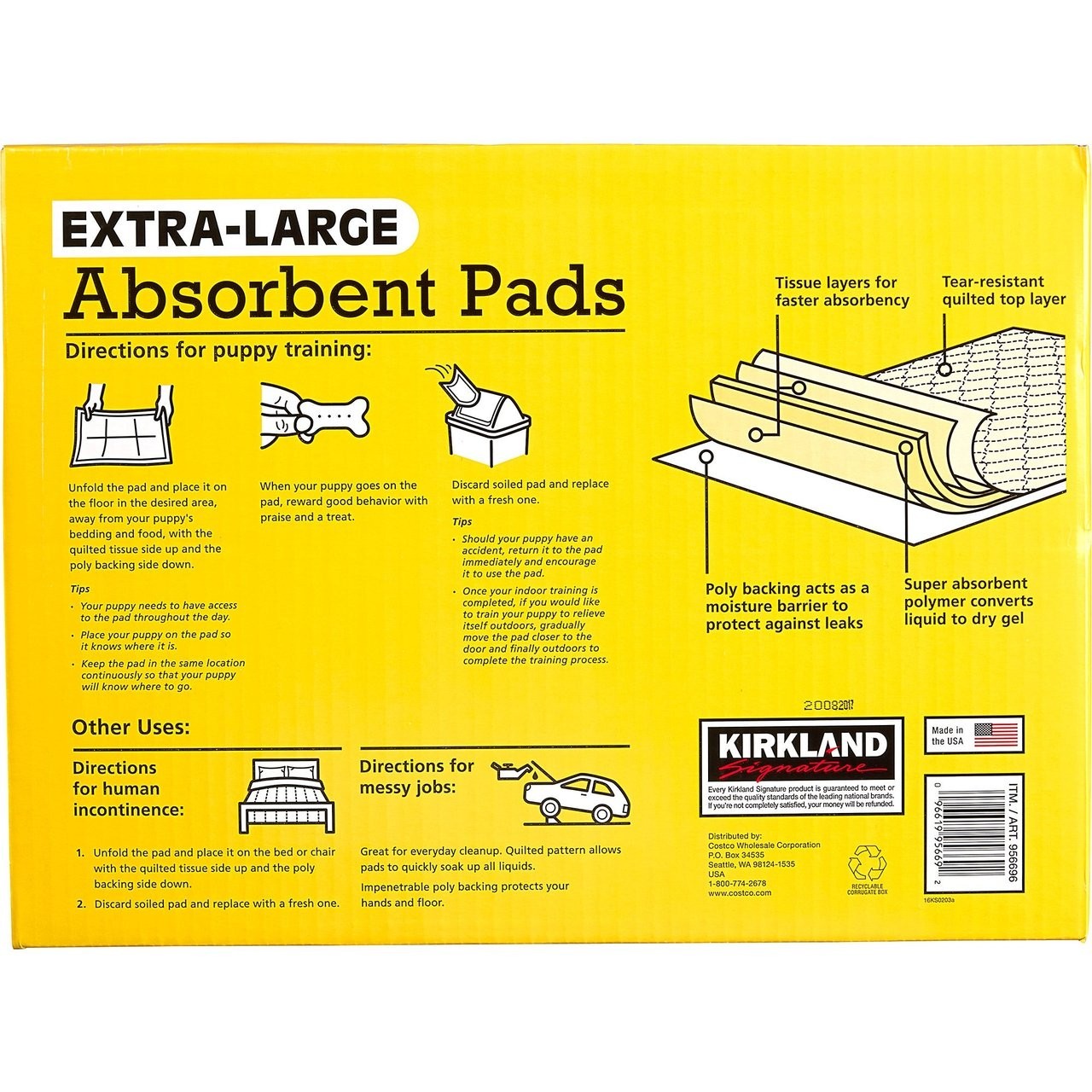 Kirkland Signaturee Extra-Large Absorbent Pads – 30 in L X 23 in W – 100-count